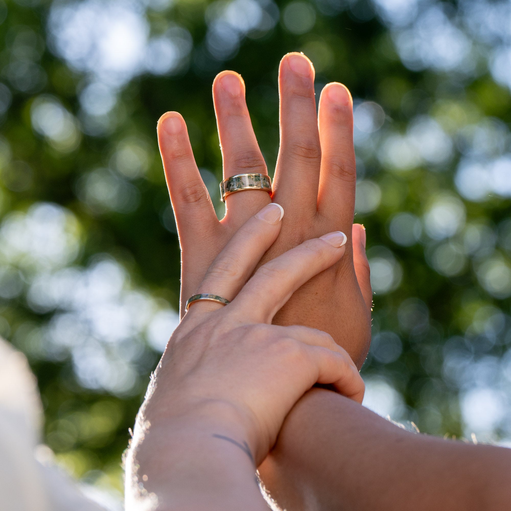 Gold Moss Agate Inlay Ring