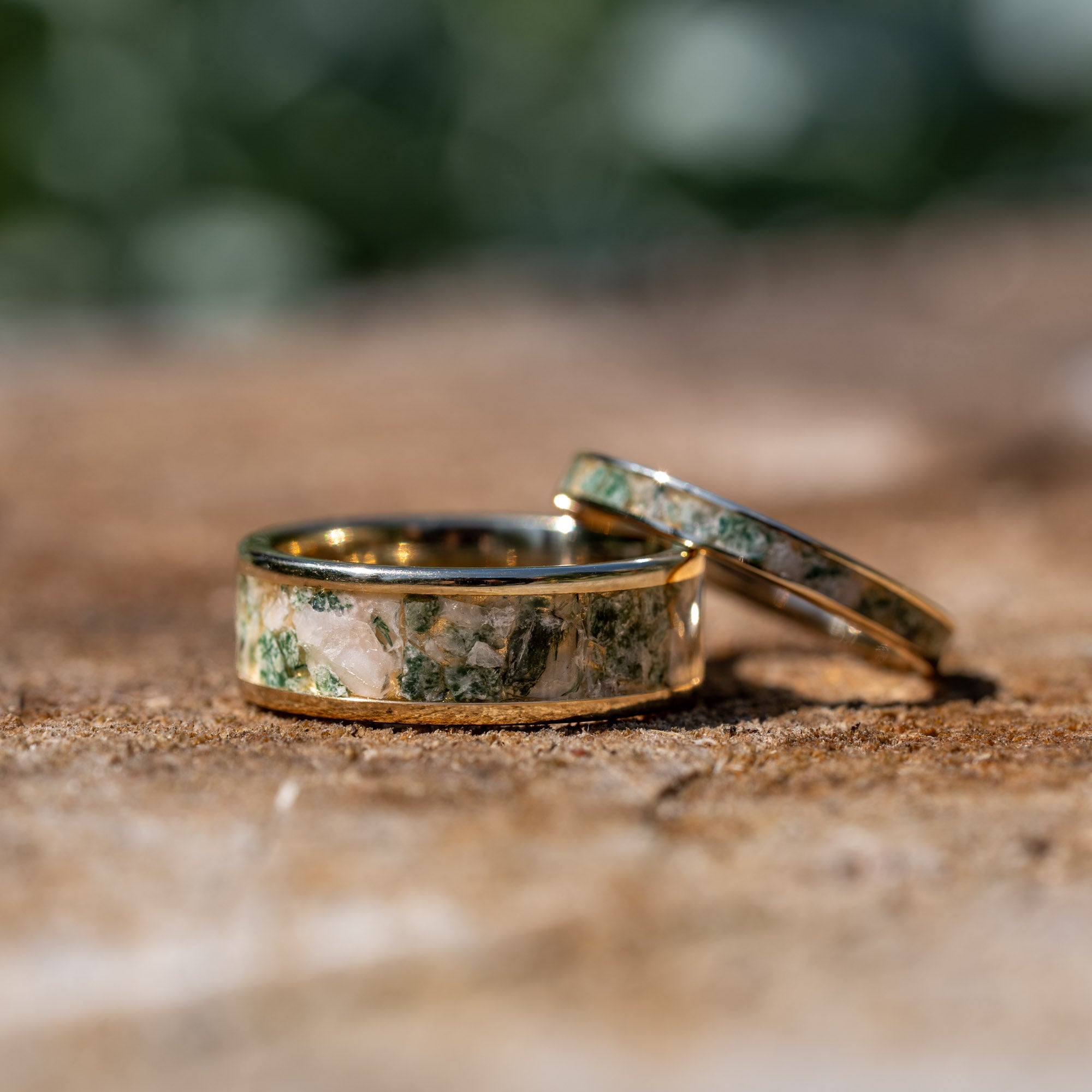 Gold Moss Agate Inlay Ring