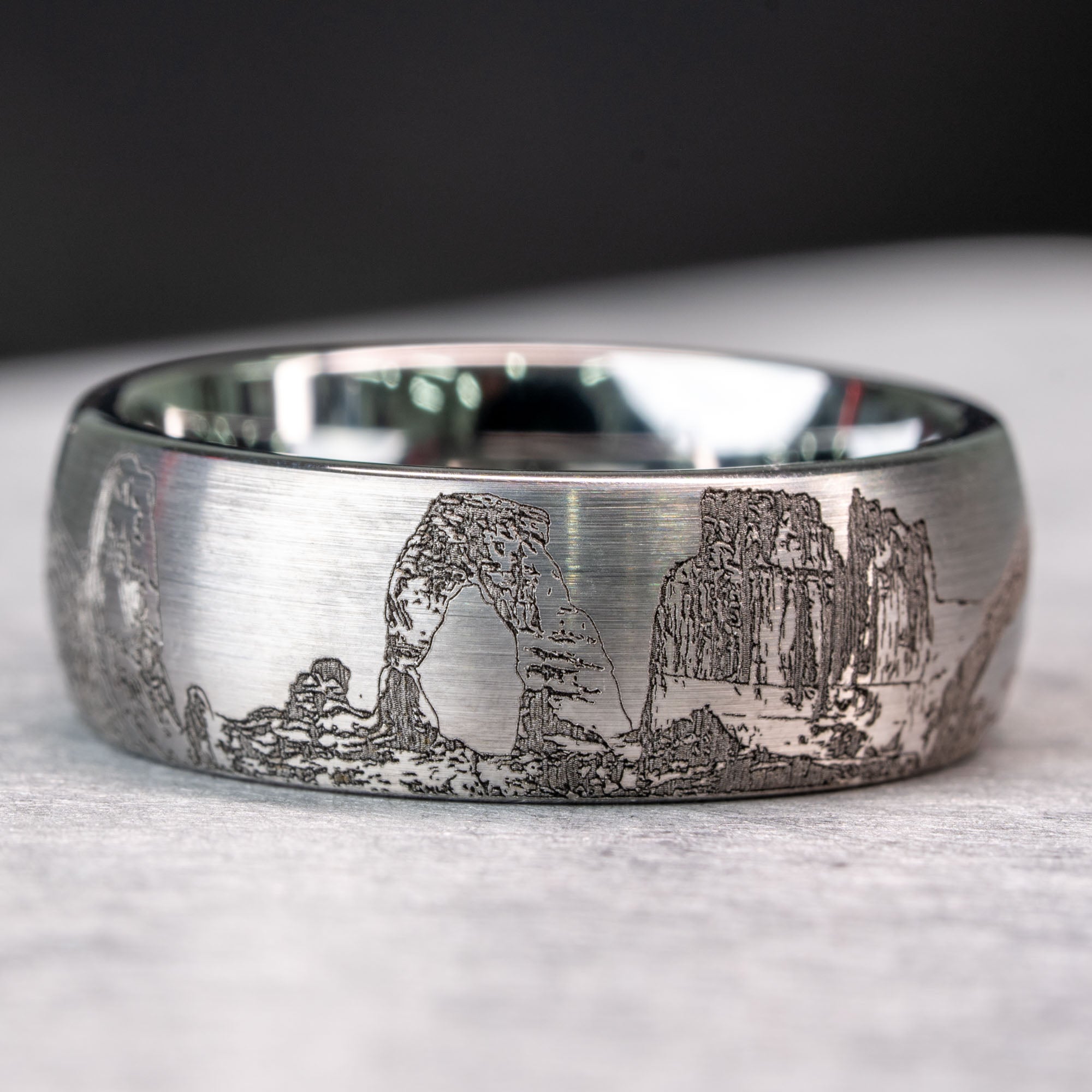 Tungsten Engraved Arches National Park Ring