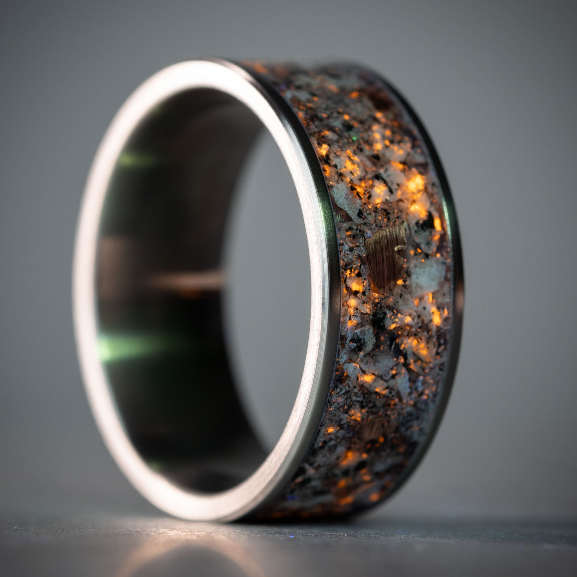 Titanium Yooper Glow & Copper Inlay Ring
