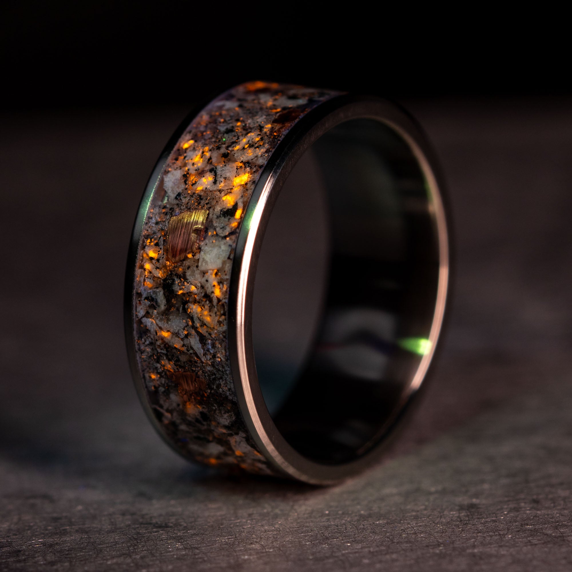 Titanium Yooper Glow & Copper Inlay Ring
