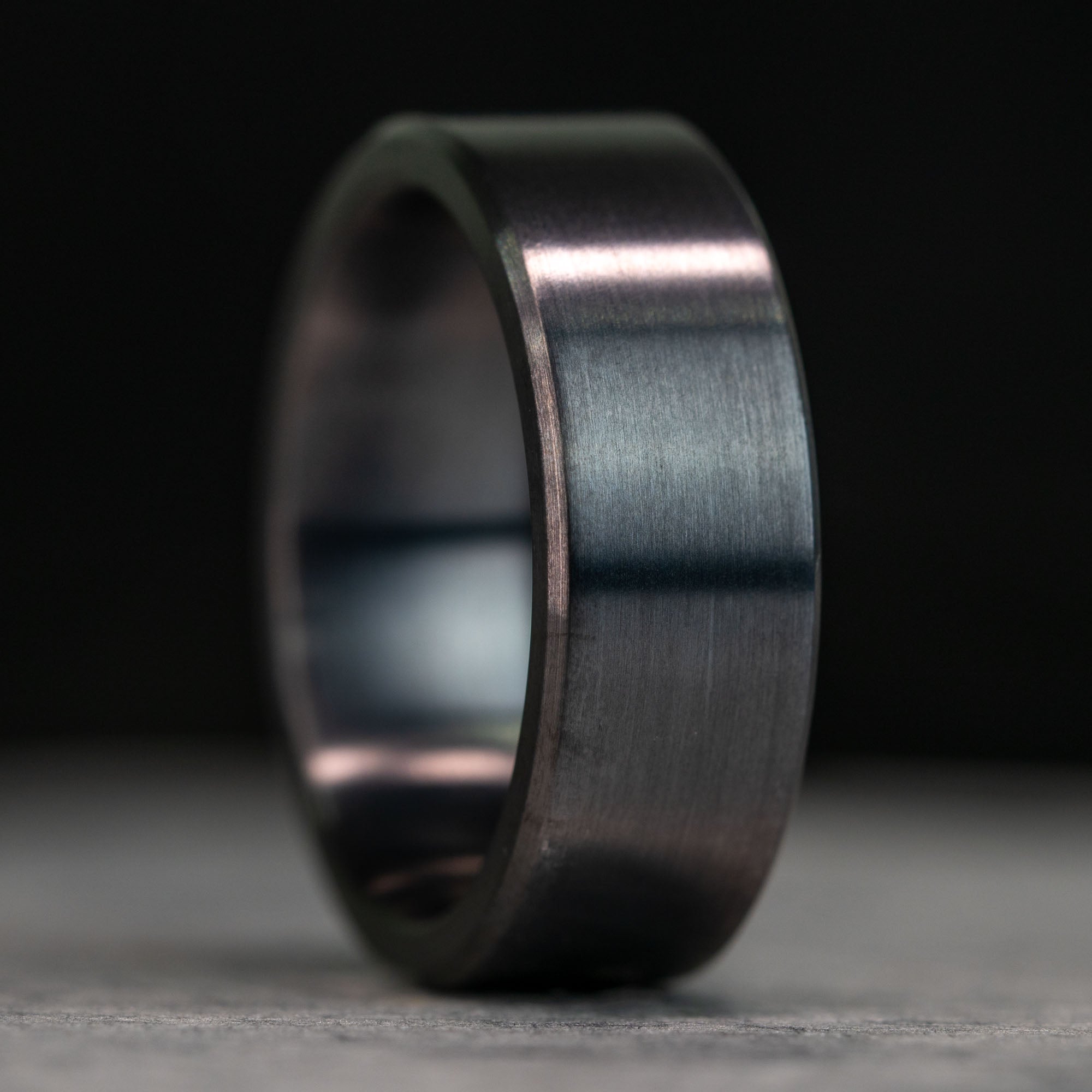 Black Brushed Titanium Ring | Honest Hands Ring Co, image size:2000x2000