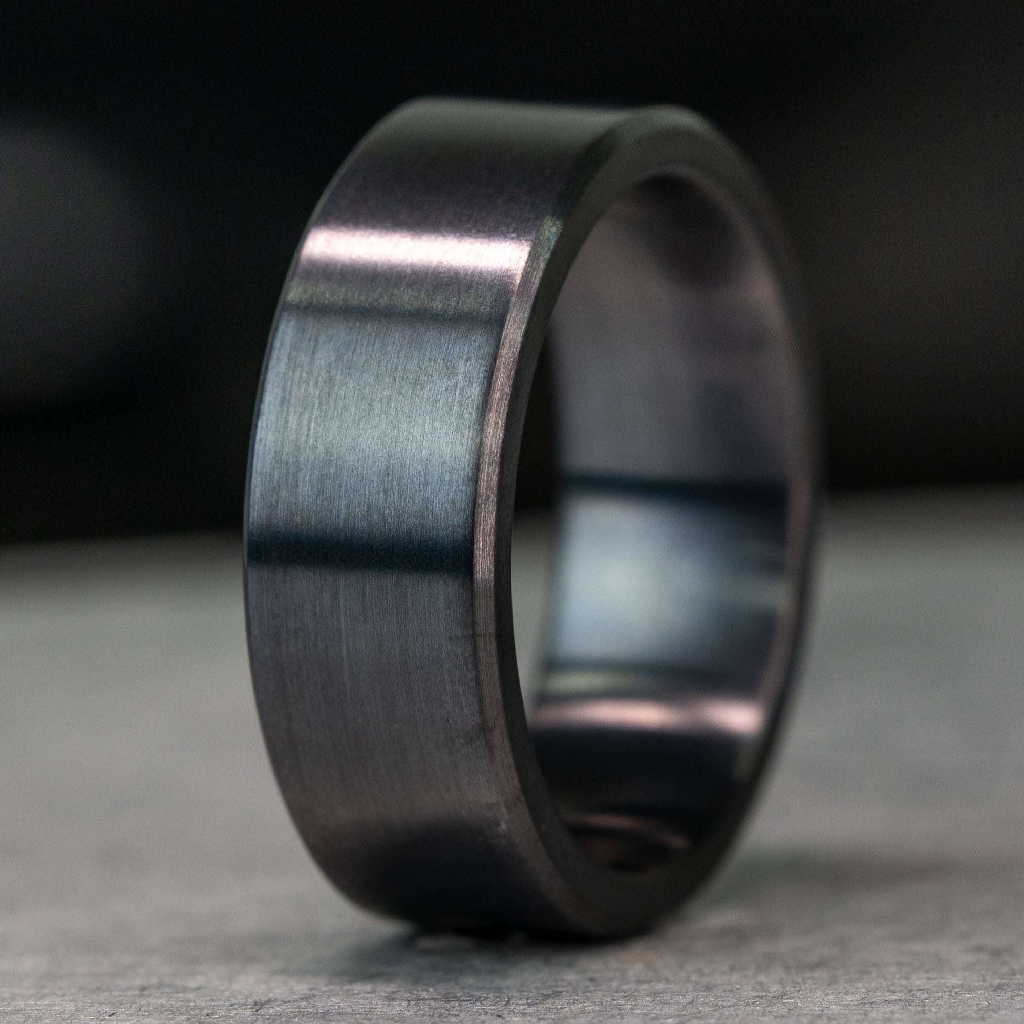 Black Brushed Titanium Ring