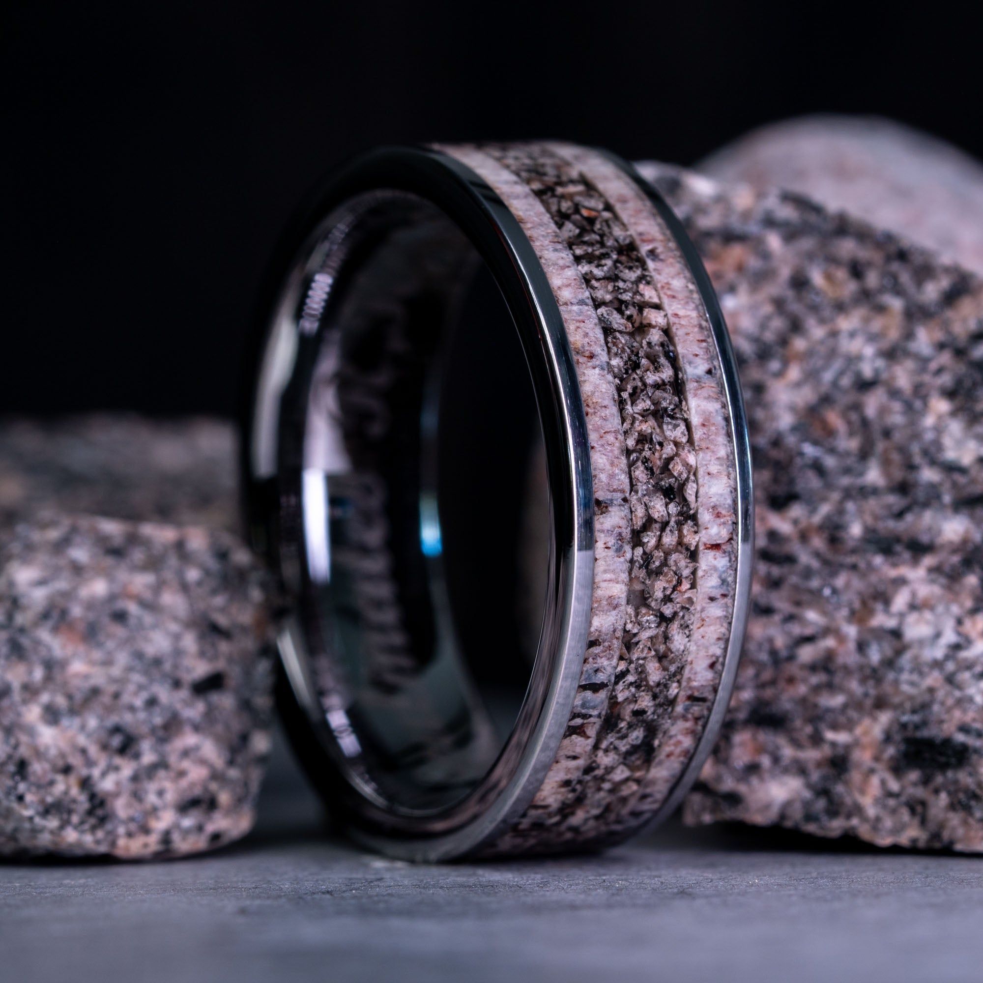 Tungsten Elk Antler & Yooper Glow Inlay Ring