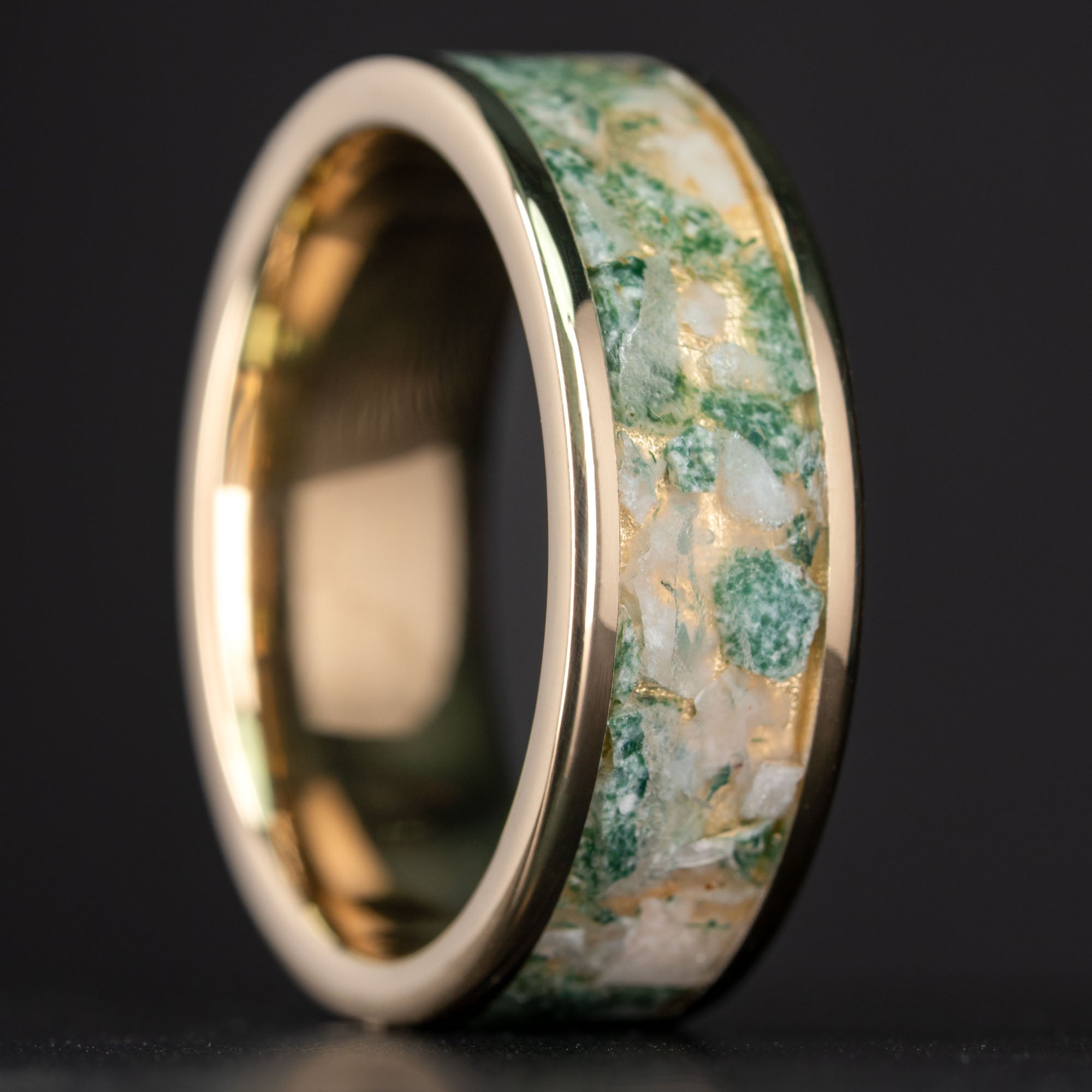 Gold Moss Agate Inlay Ring