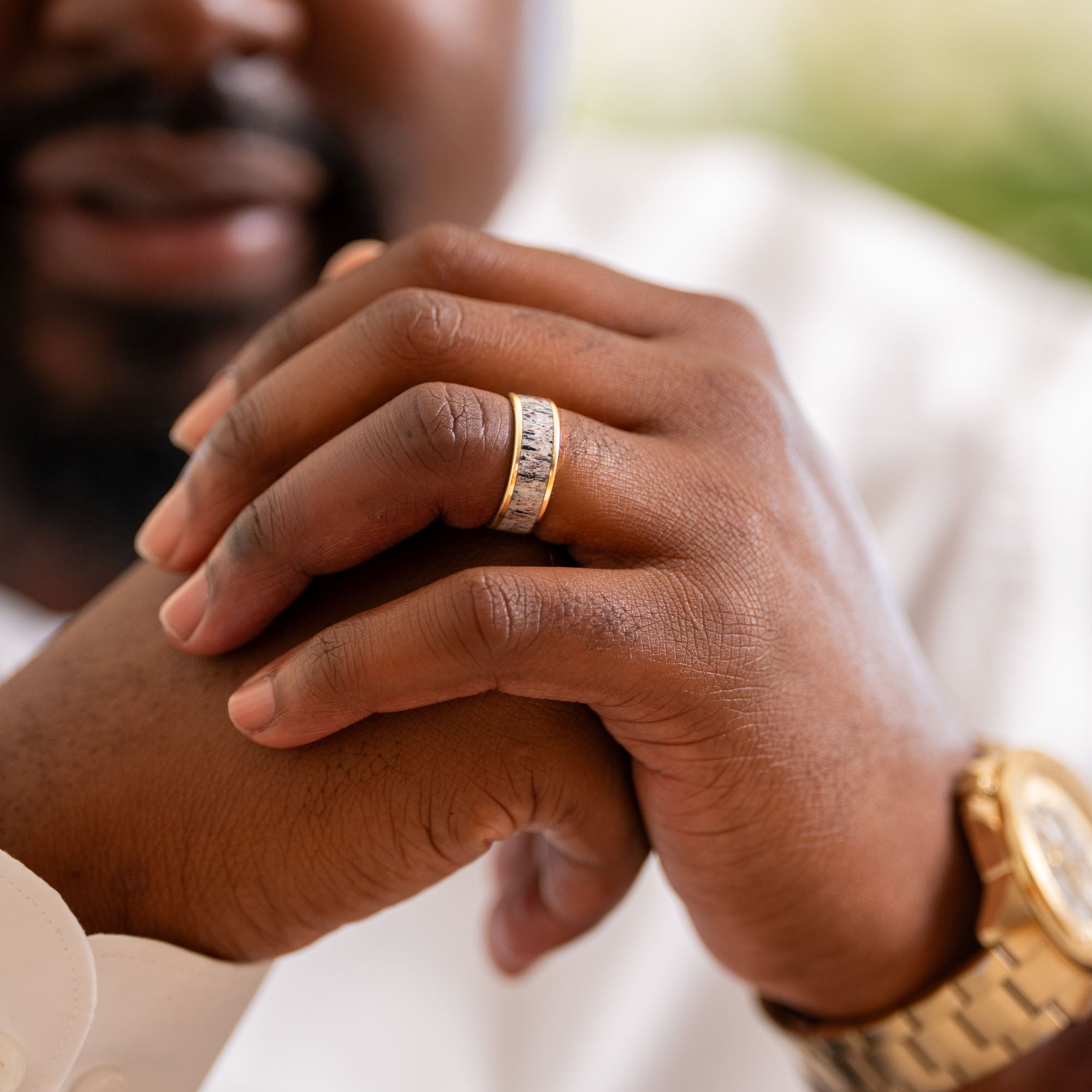 Gold Elk Antler Inlay Ring