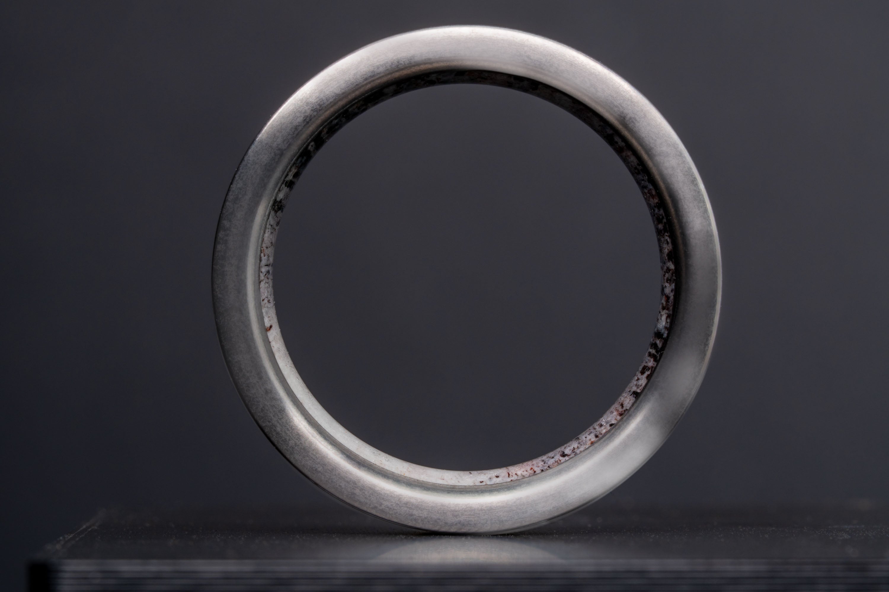 Titanium Hidden Antler Lined Ring