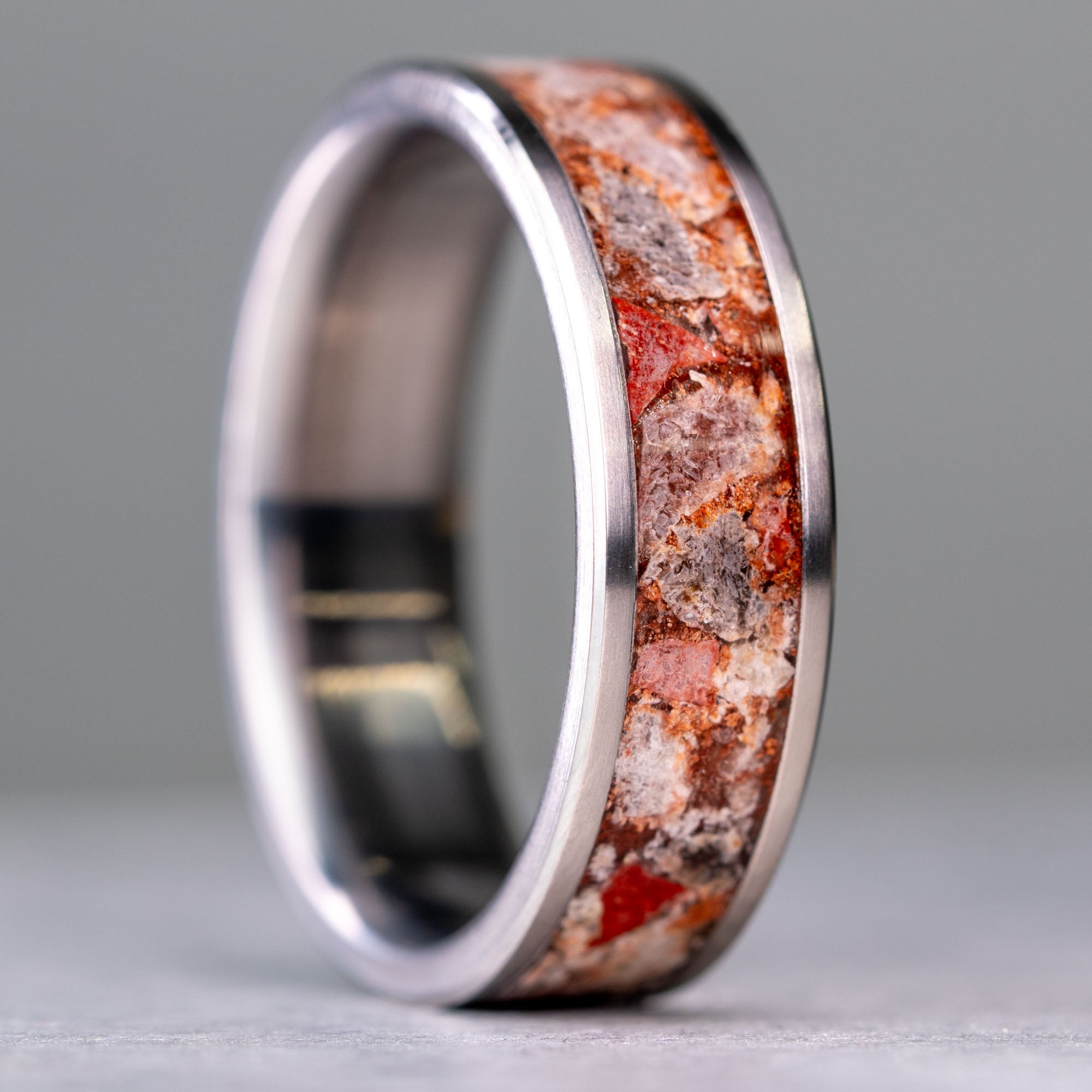 Titanium Michigan Puddingstone Inlay Ring