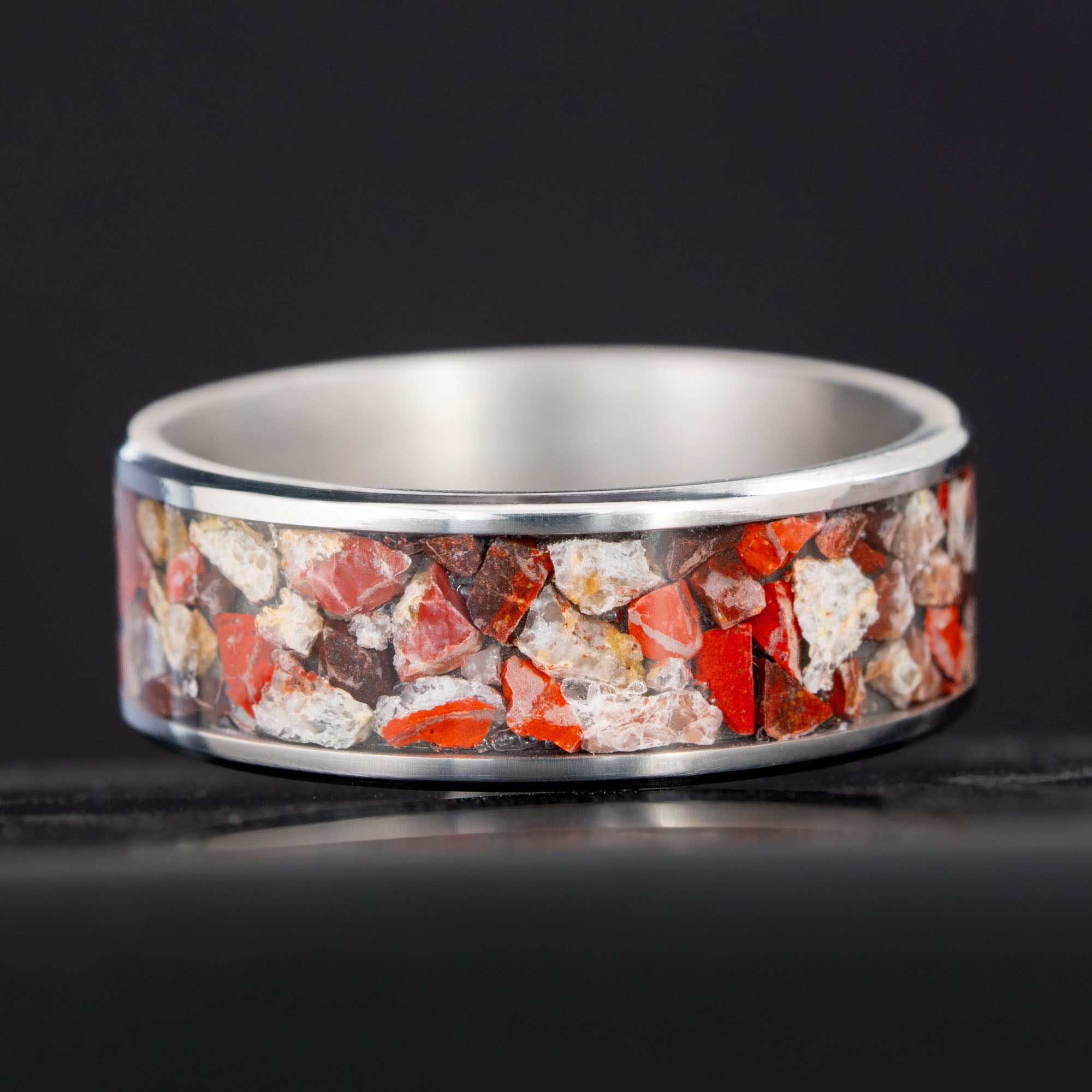 Titanium Michigan Puddingstone Inlay Ring