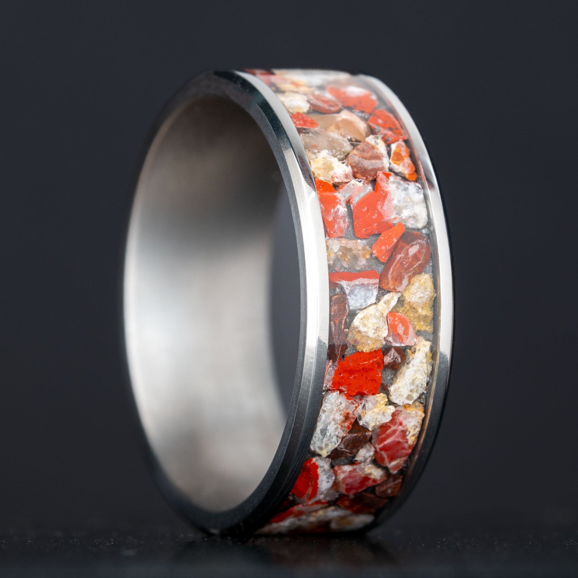 Titanium Michigan Puddingstone Inlay Ring