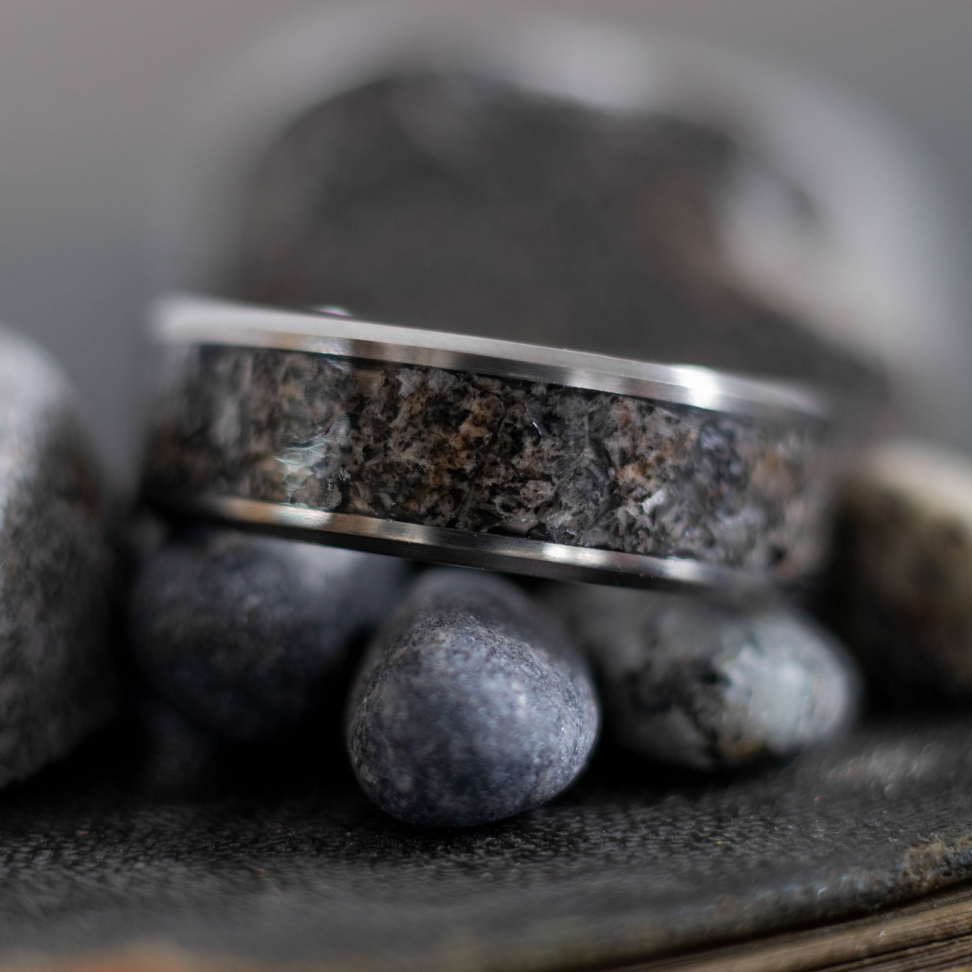 Titanium Yooper Glow Stone Inlay Ring