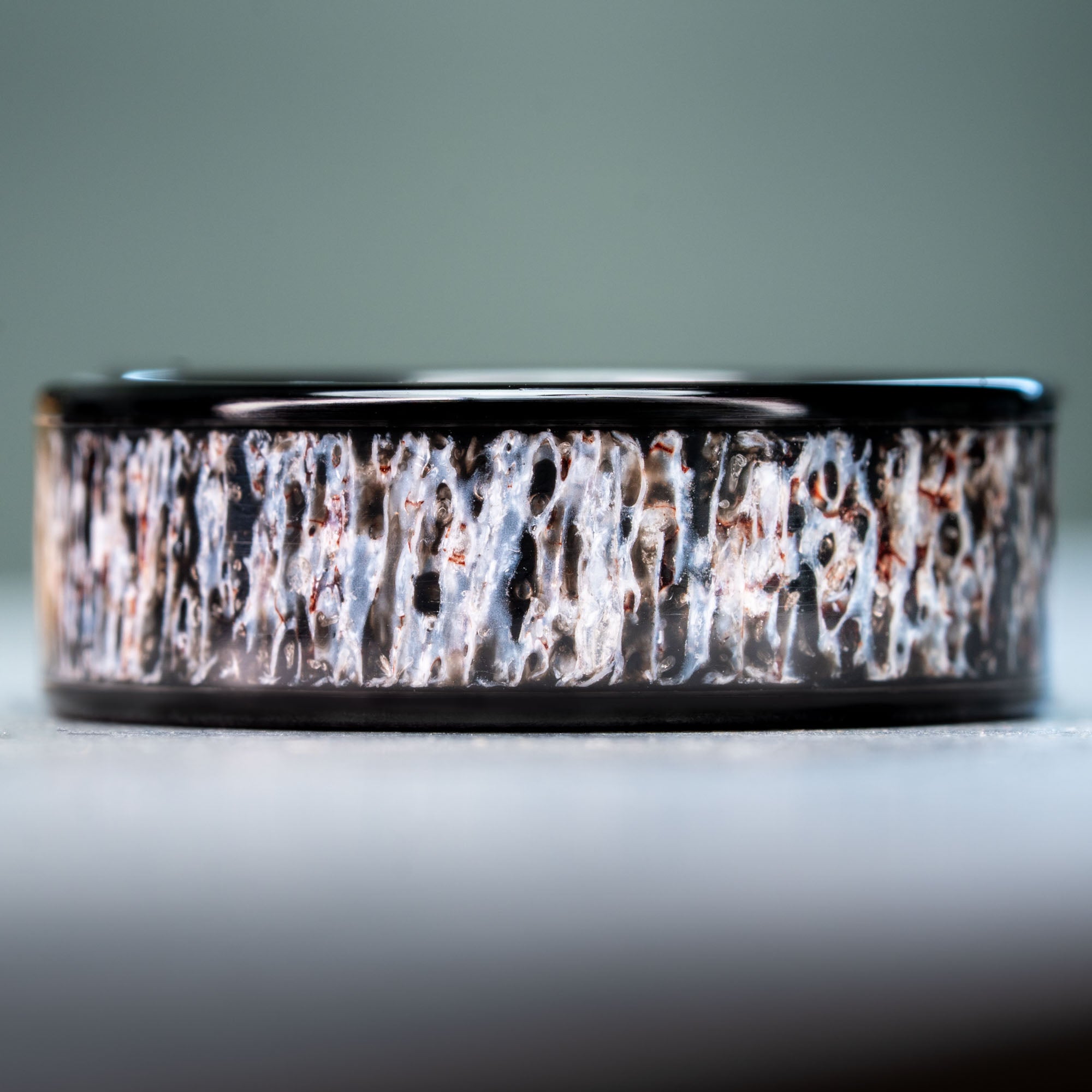 Black Ceramic Colorado Elk Antler Inlay Ring