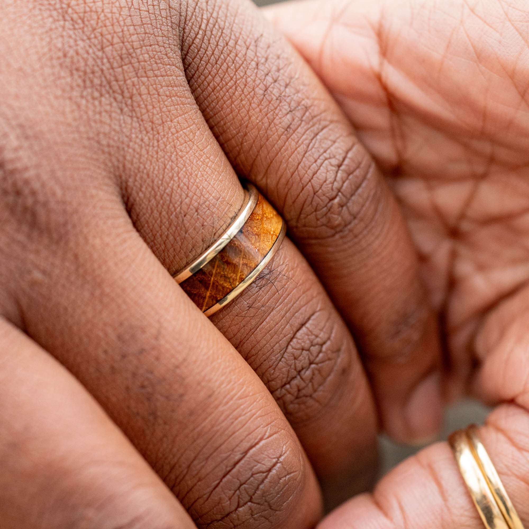 Gold Whiskey Barrel Inlay Ring