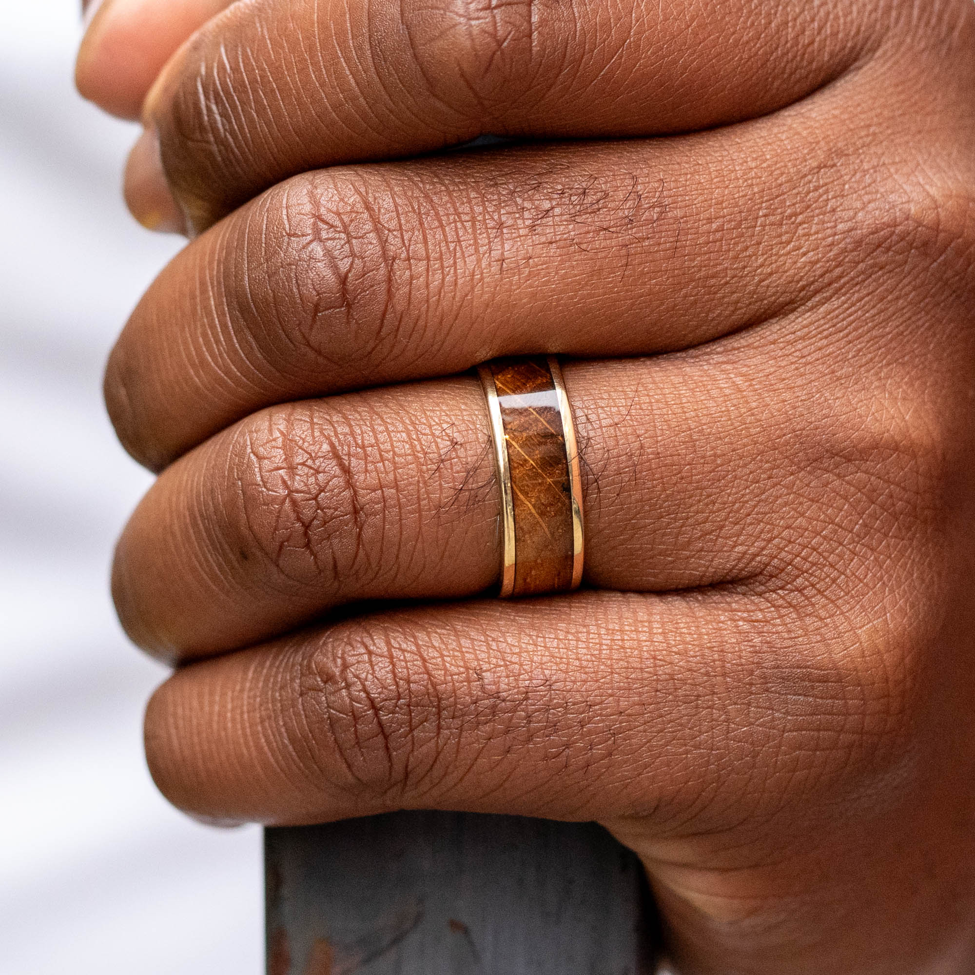 Gold Whiskey Barrel Inlay Ring