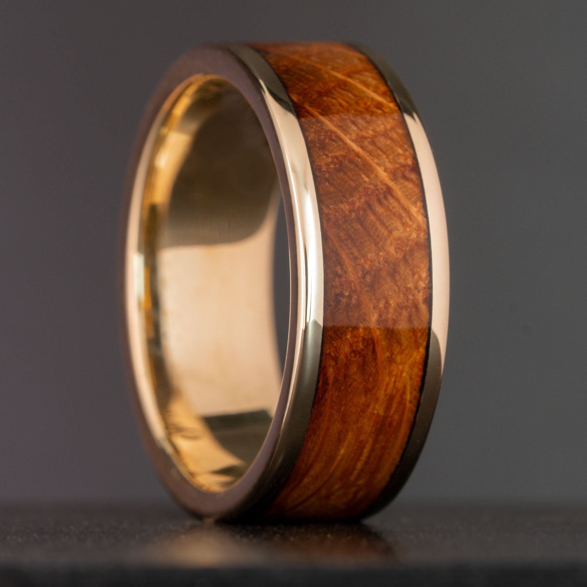 Gold Whiskey Barrel Inlay Ring