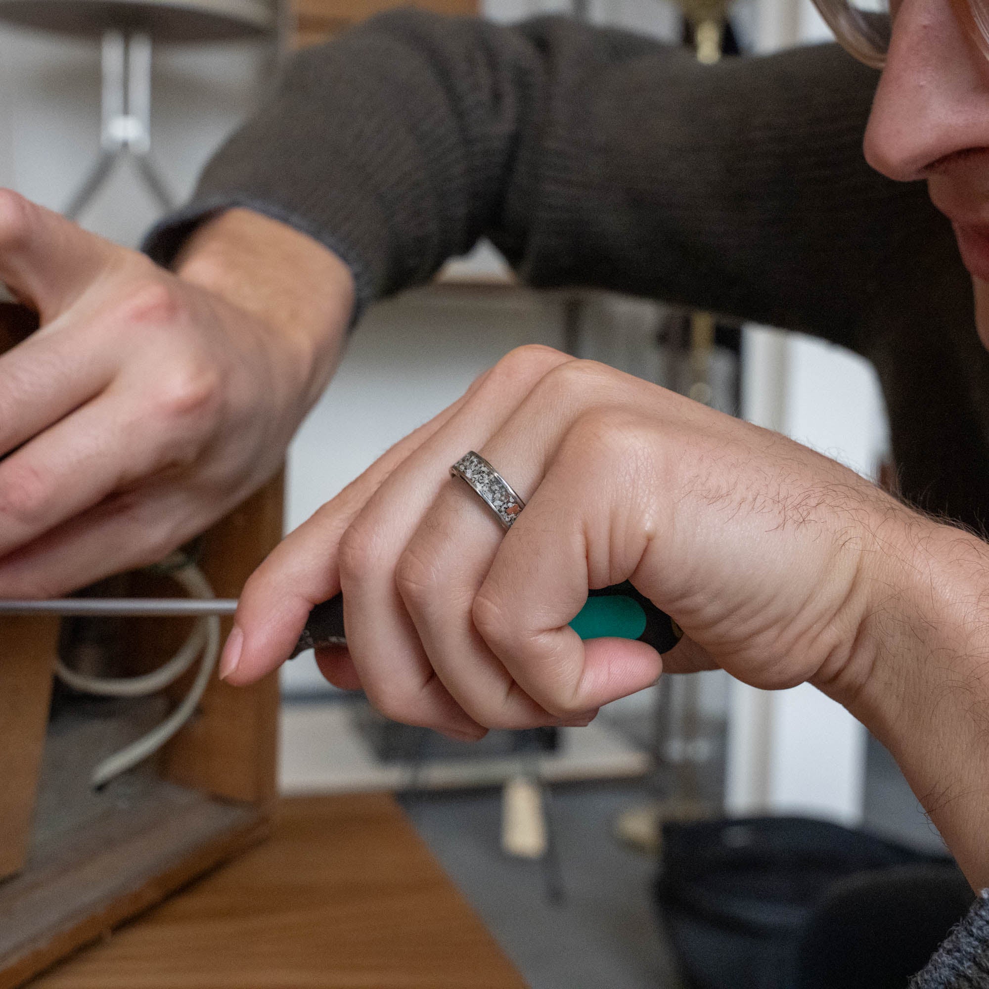 Titanium Yooper Glow & Copper Inlay Ring