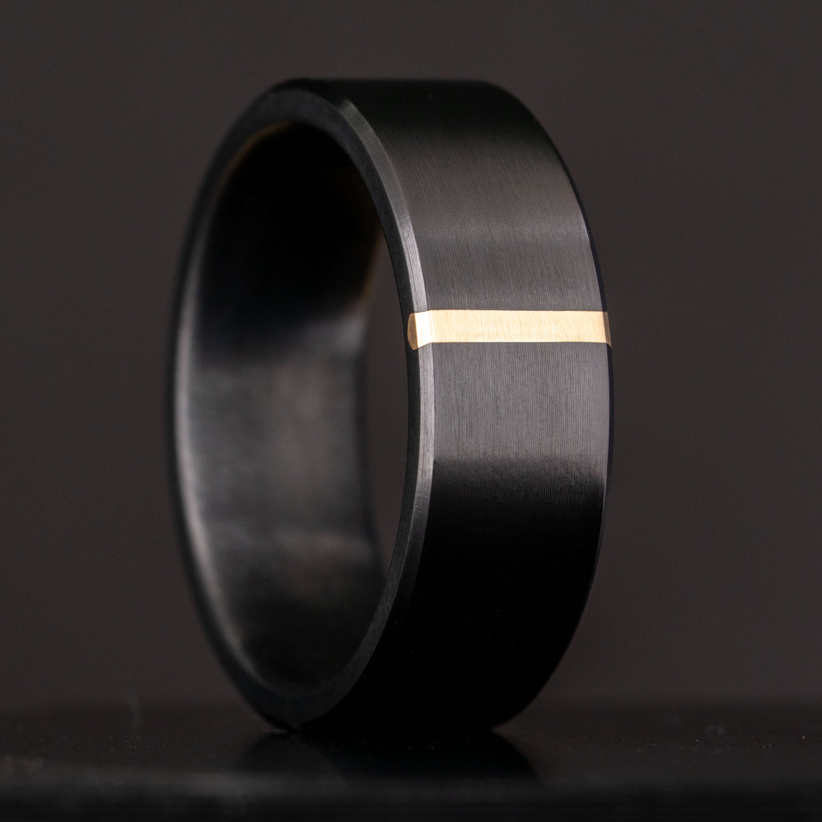 Black Titanium Horizontal Gold Inlay Ring | Honest Hands Ring Co