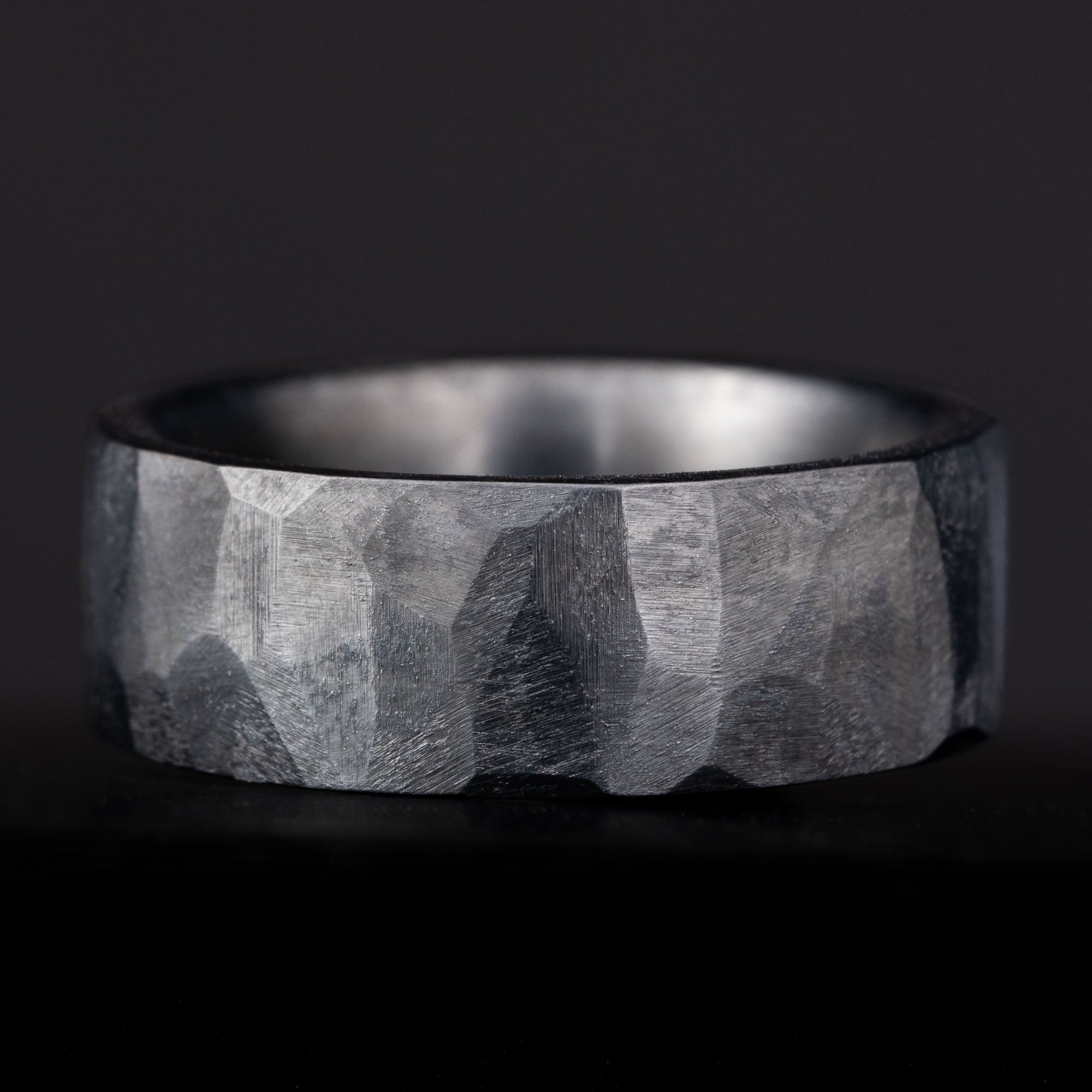Black Titanium Chiseled Texture Ring