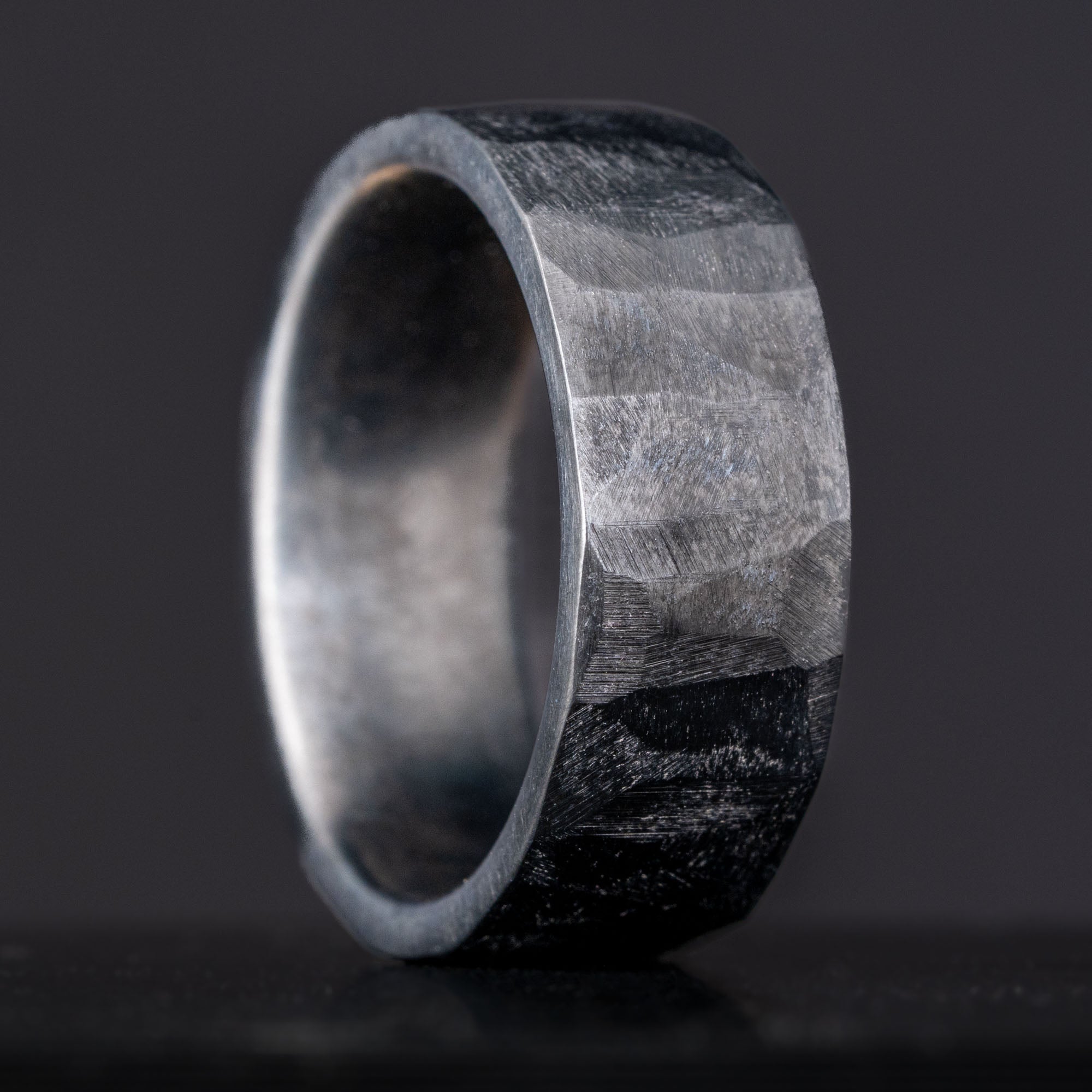 Black Titanium Chiseled Texture Ring