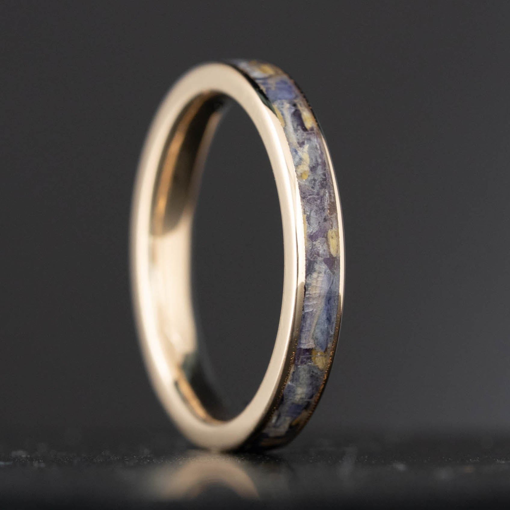 Thin Gold Columbine Wildflower Inlay Ring