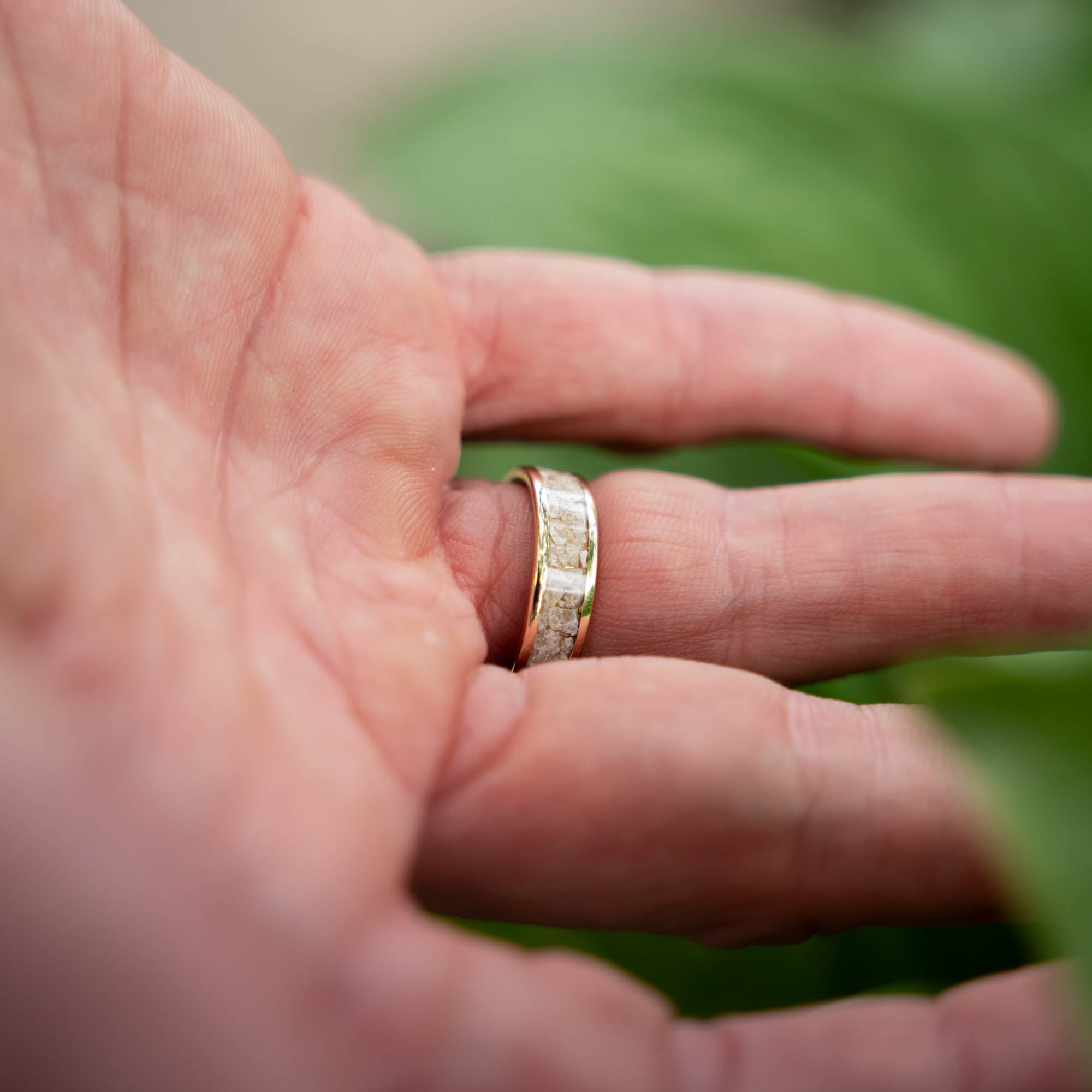 Gold Petoskey Stone Inlay Ring