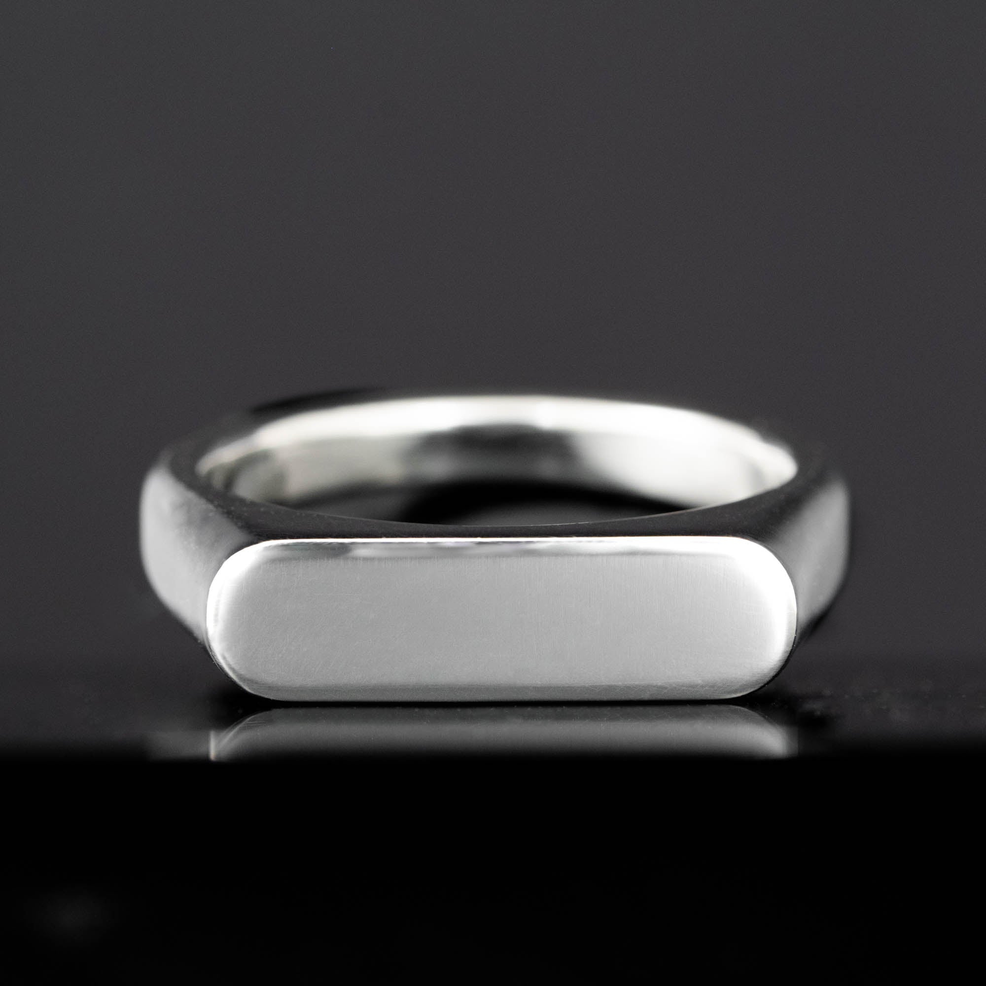 Polished Silver Rectangular Signet Ring | Honest Hands Ring Co