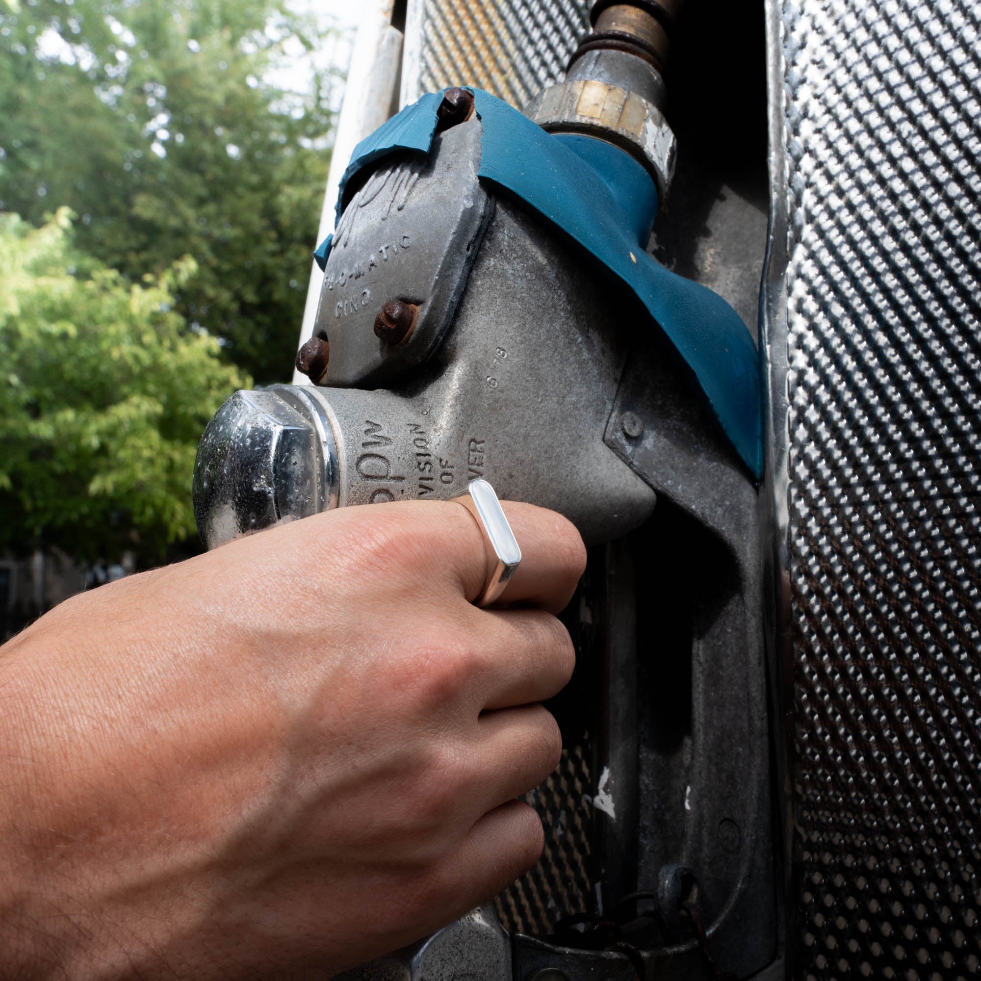 Polished Silver Rectangular Signet Ring