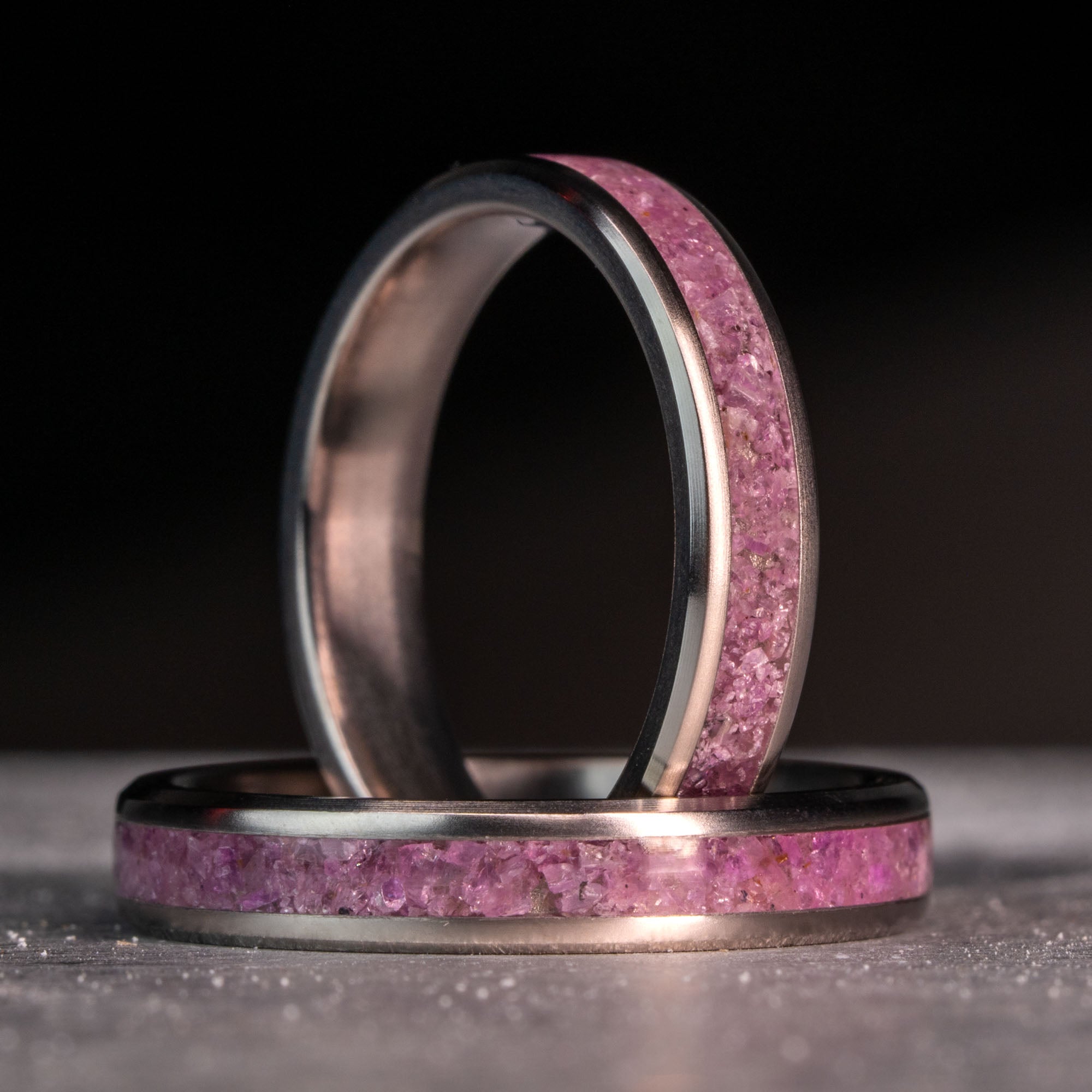 Thin Titanium Ruby Inlay Ring