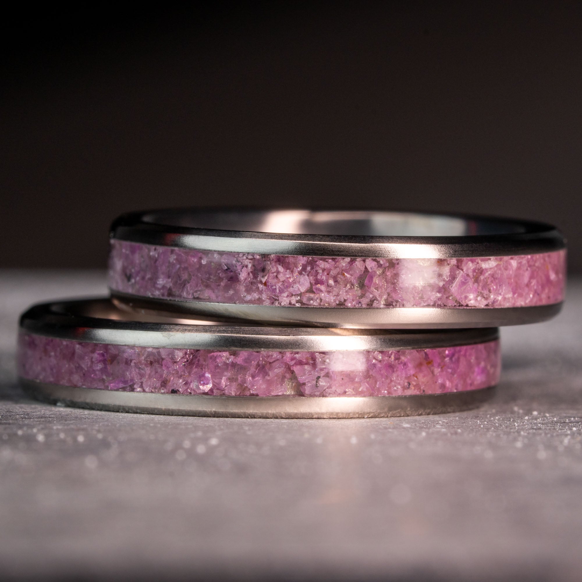 Thin Titanium Ruby Inlay Ring