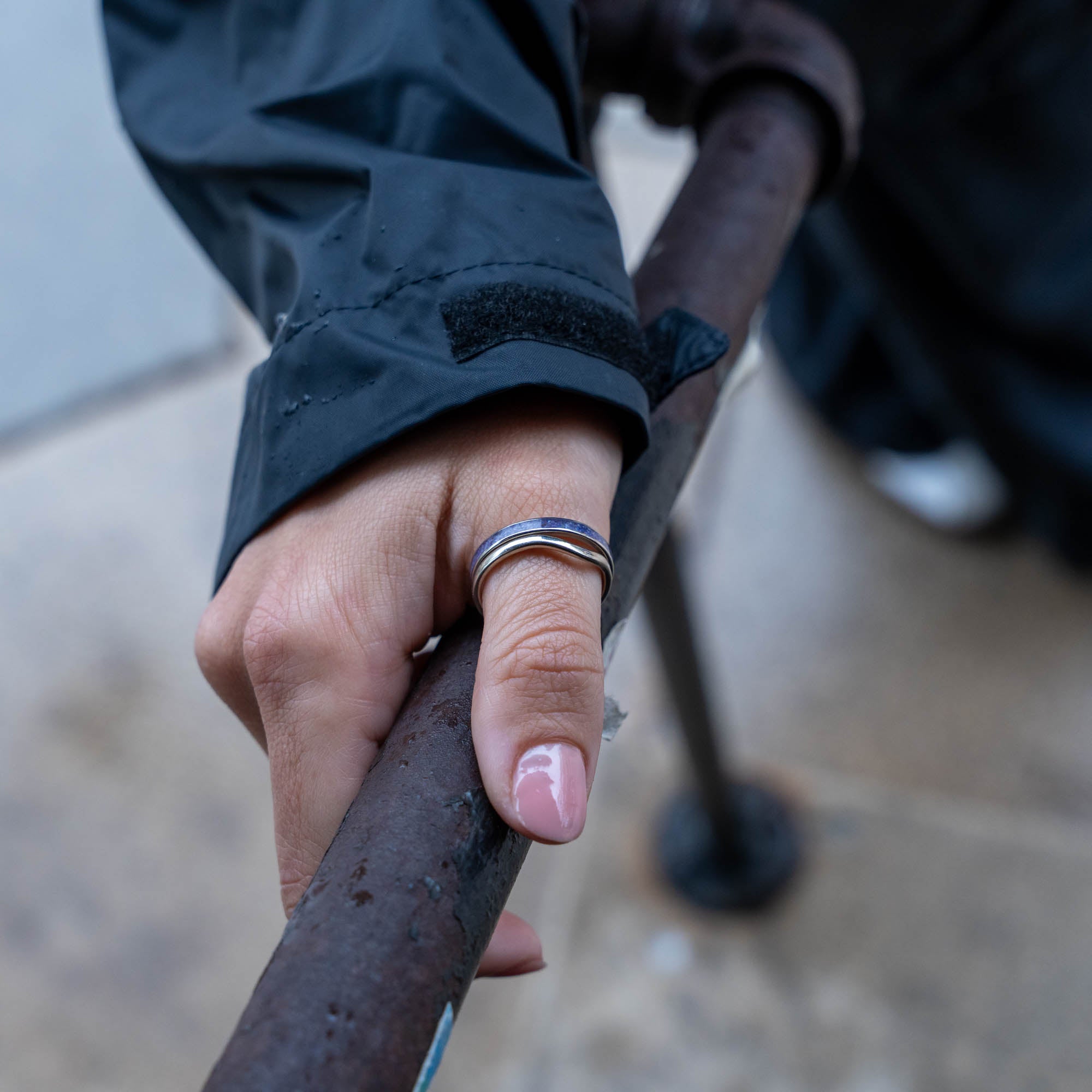 Thin Titanium Ruby Inlay Ring