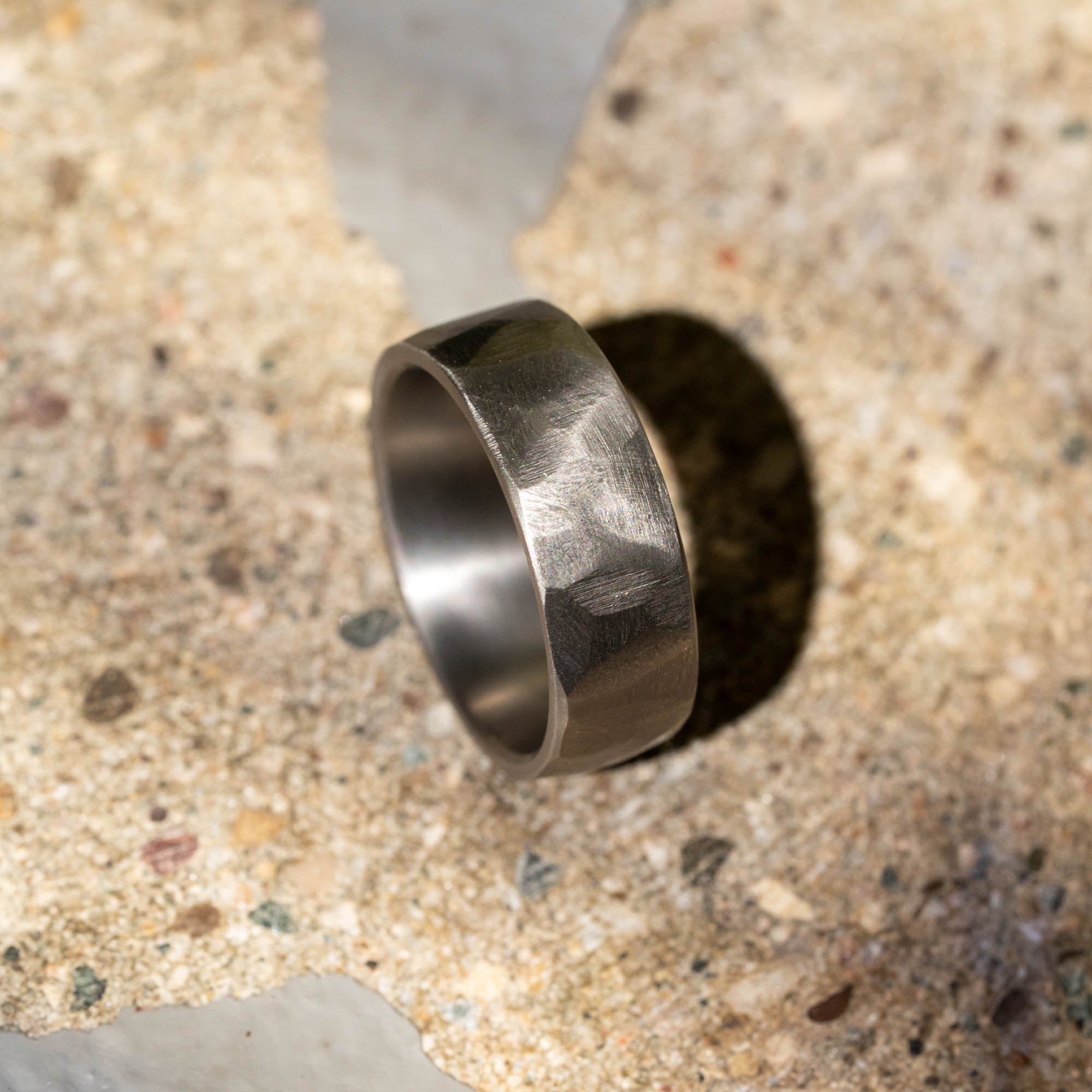 Titanium Chiseled Texture Ring