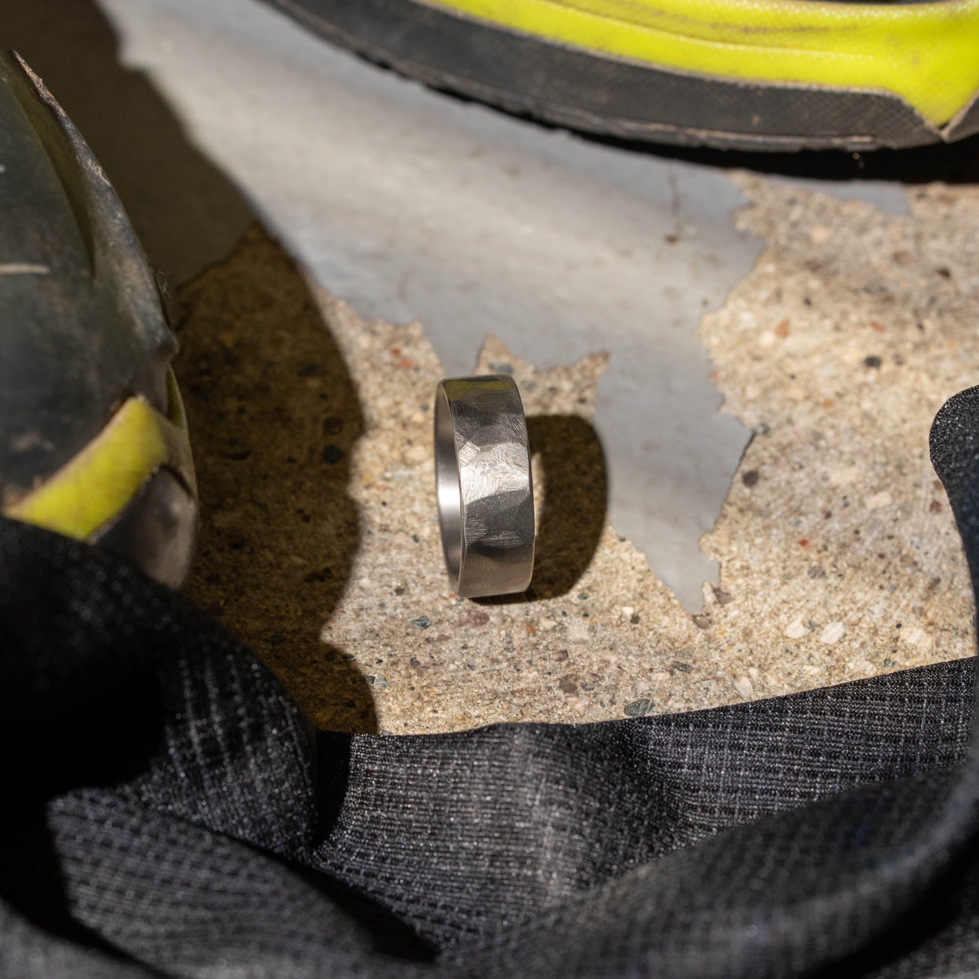 Titanium Chiseled Texture Ring