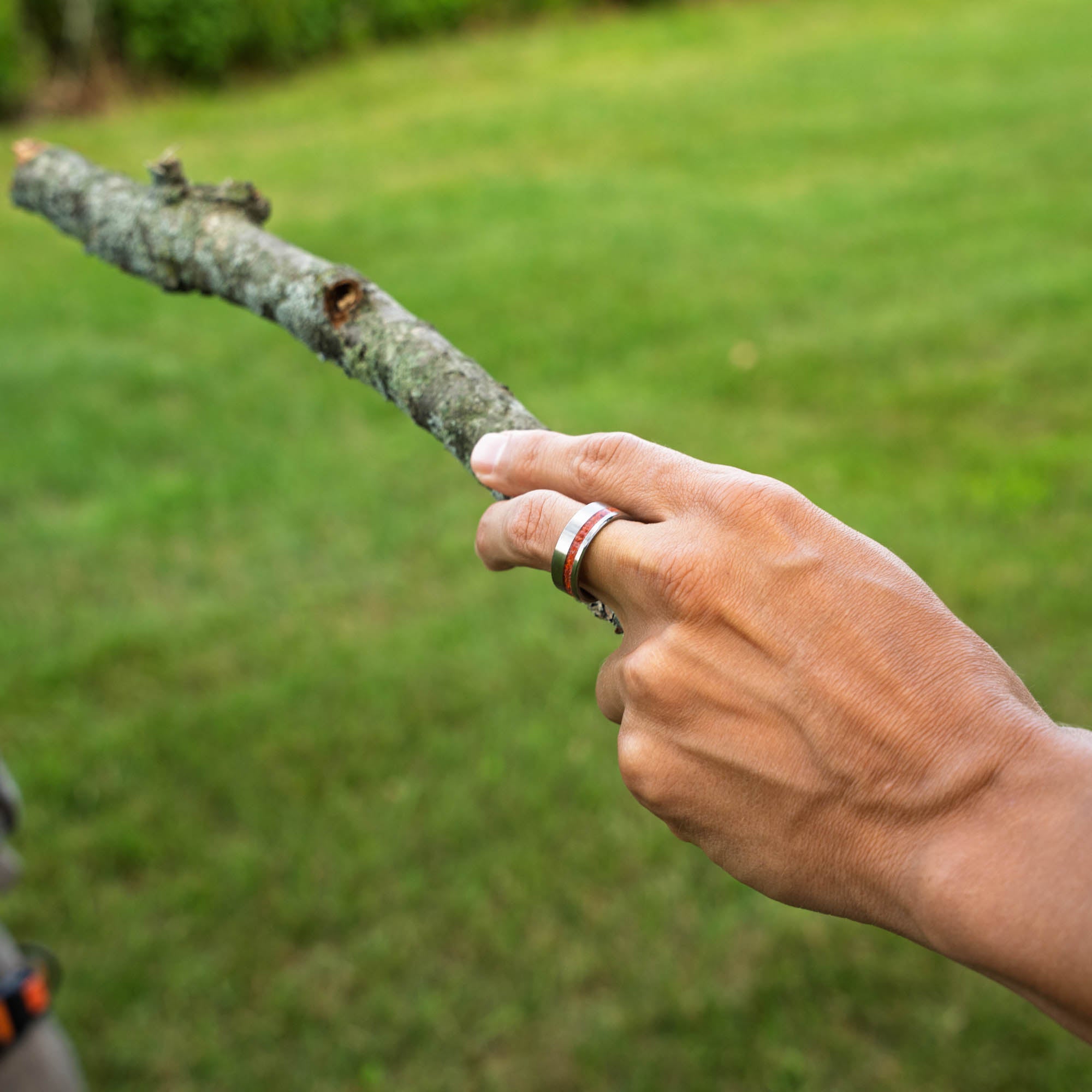 Titanium Fire Opal Offset Ring