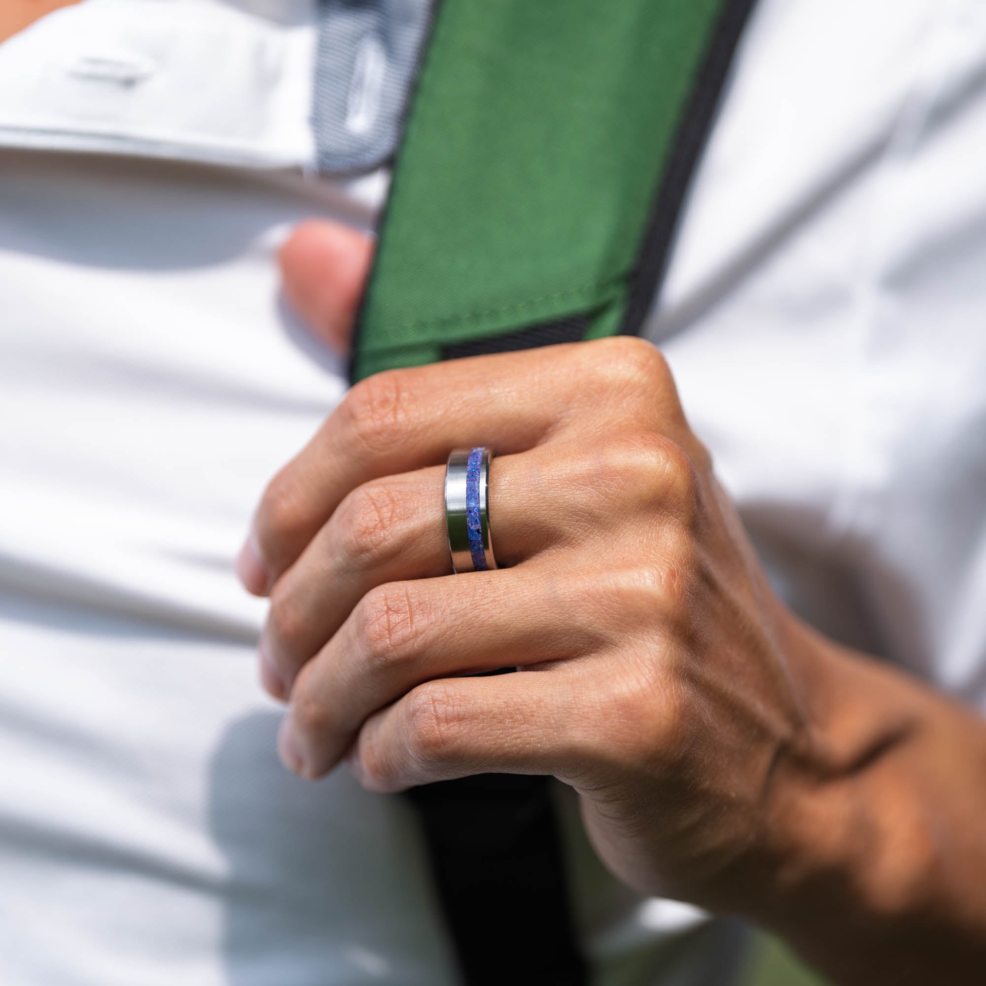 Titanium Lavender Opal Offset Ring