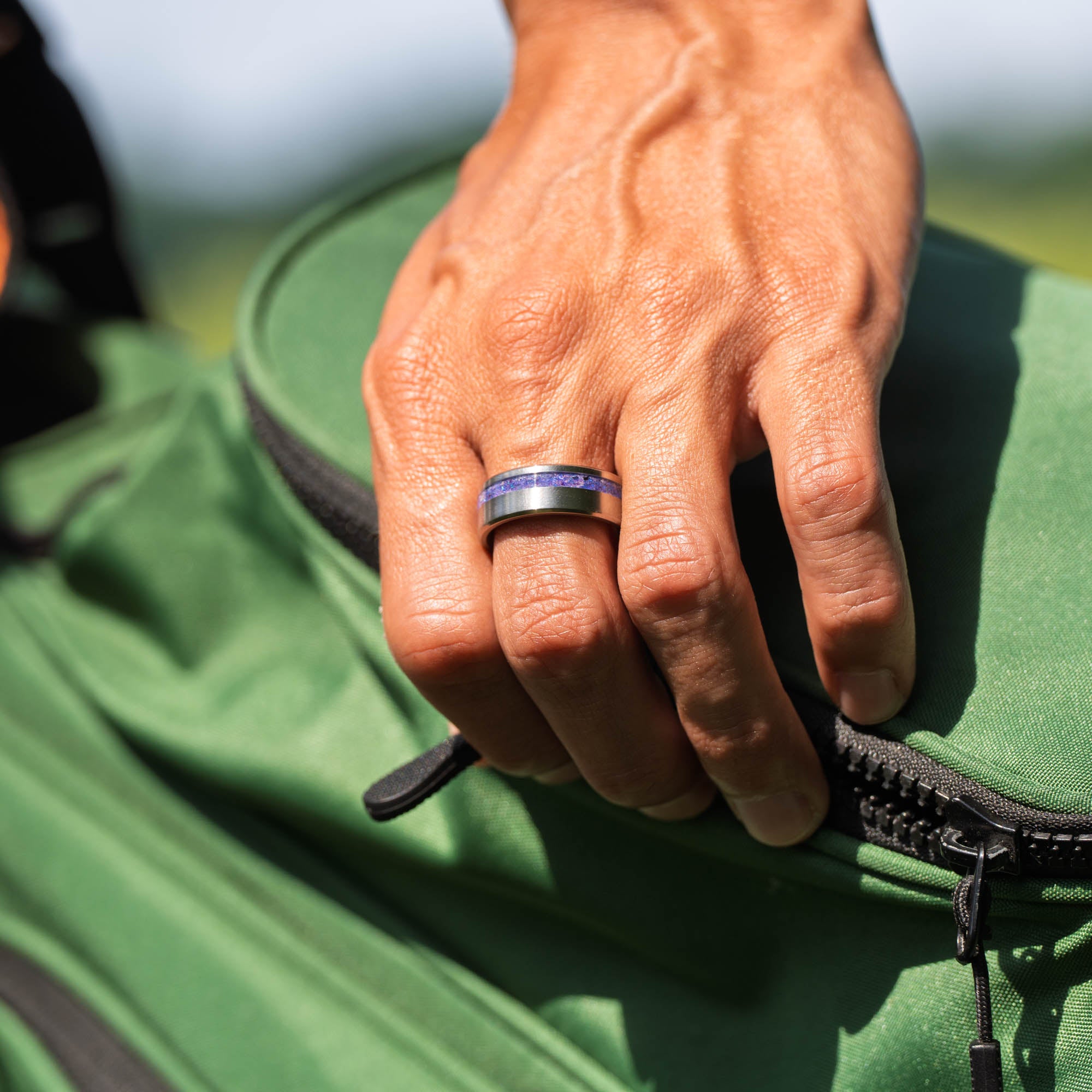 Titanium Lavender Opal Offset Ring