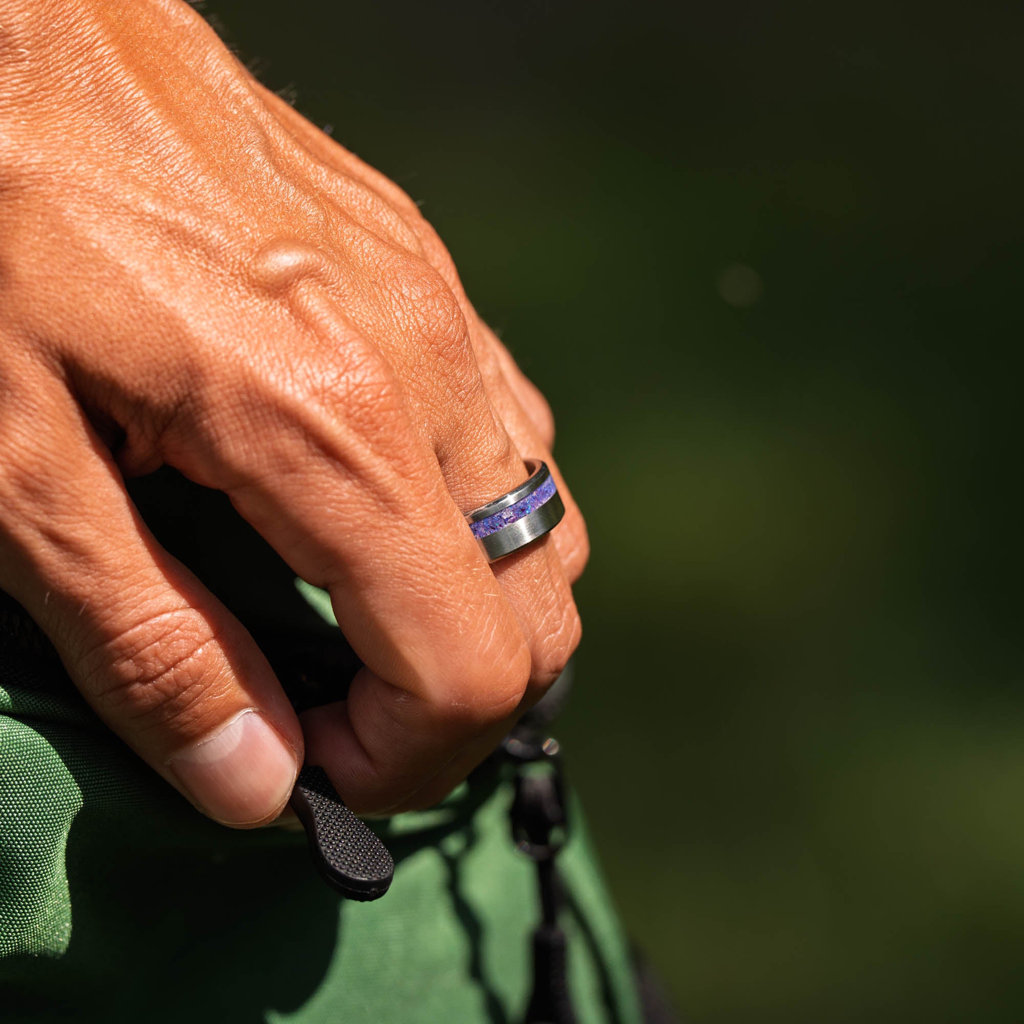 Titanium Lavender Opal Offset Ring
