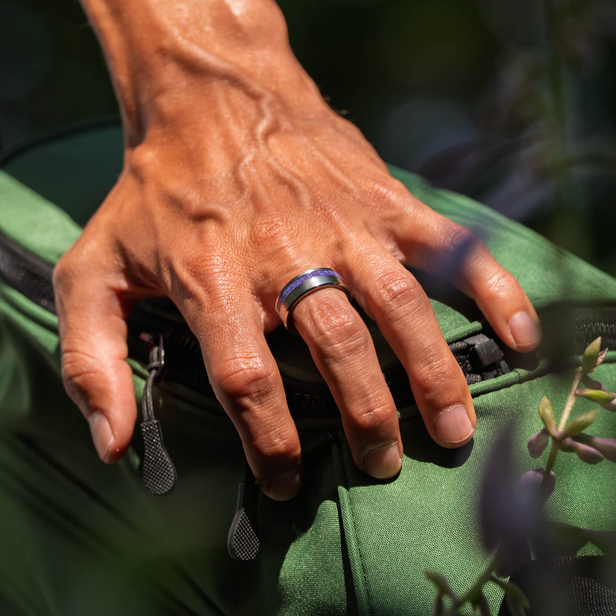 Titanium Lavender Opal Offset Ring