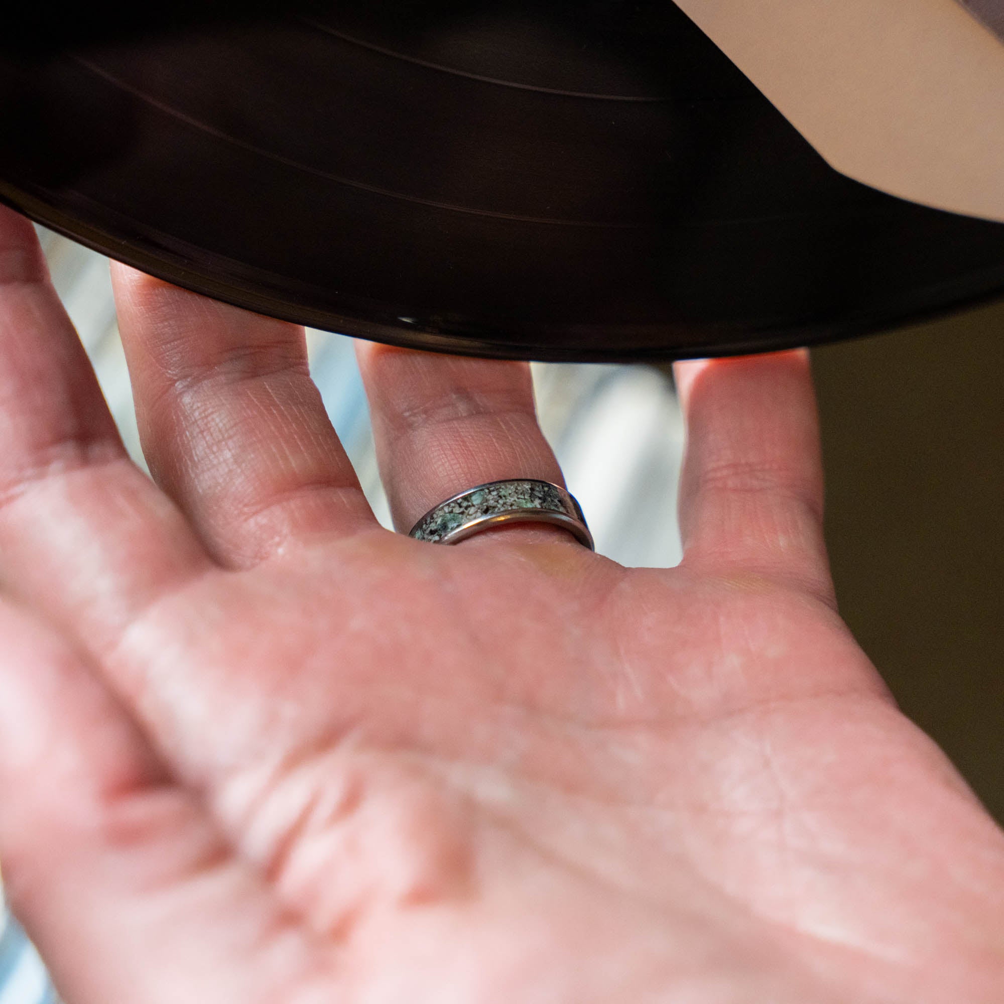 Titanium Yooper Glow & Leland Blue Stone Inlay Ring