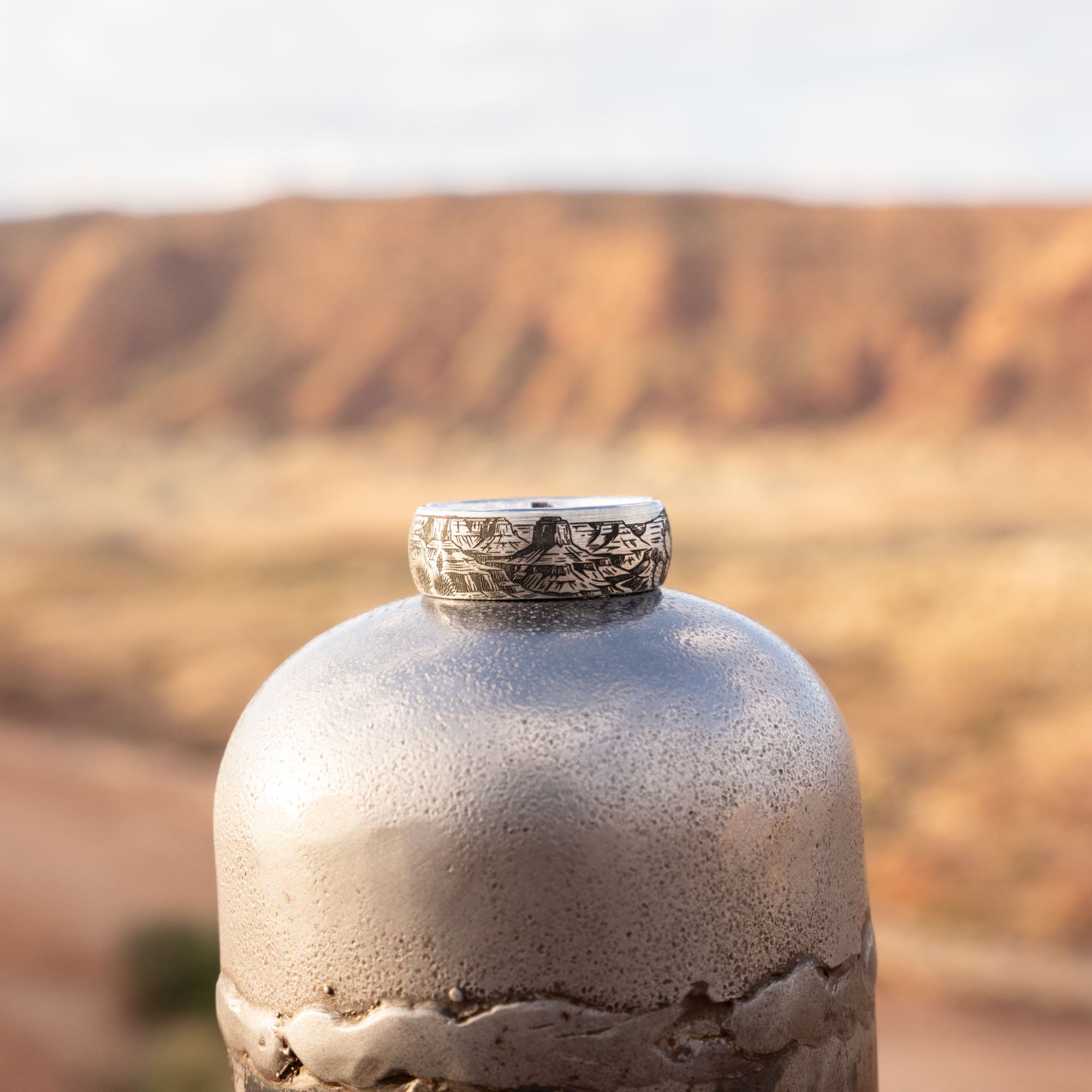 Domed Tungsten Engraved Grand Canyon National Park Ring