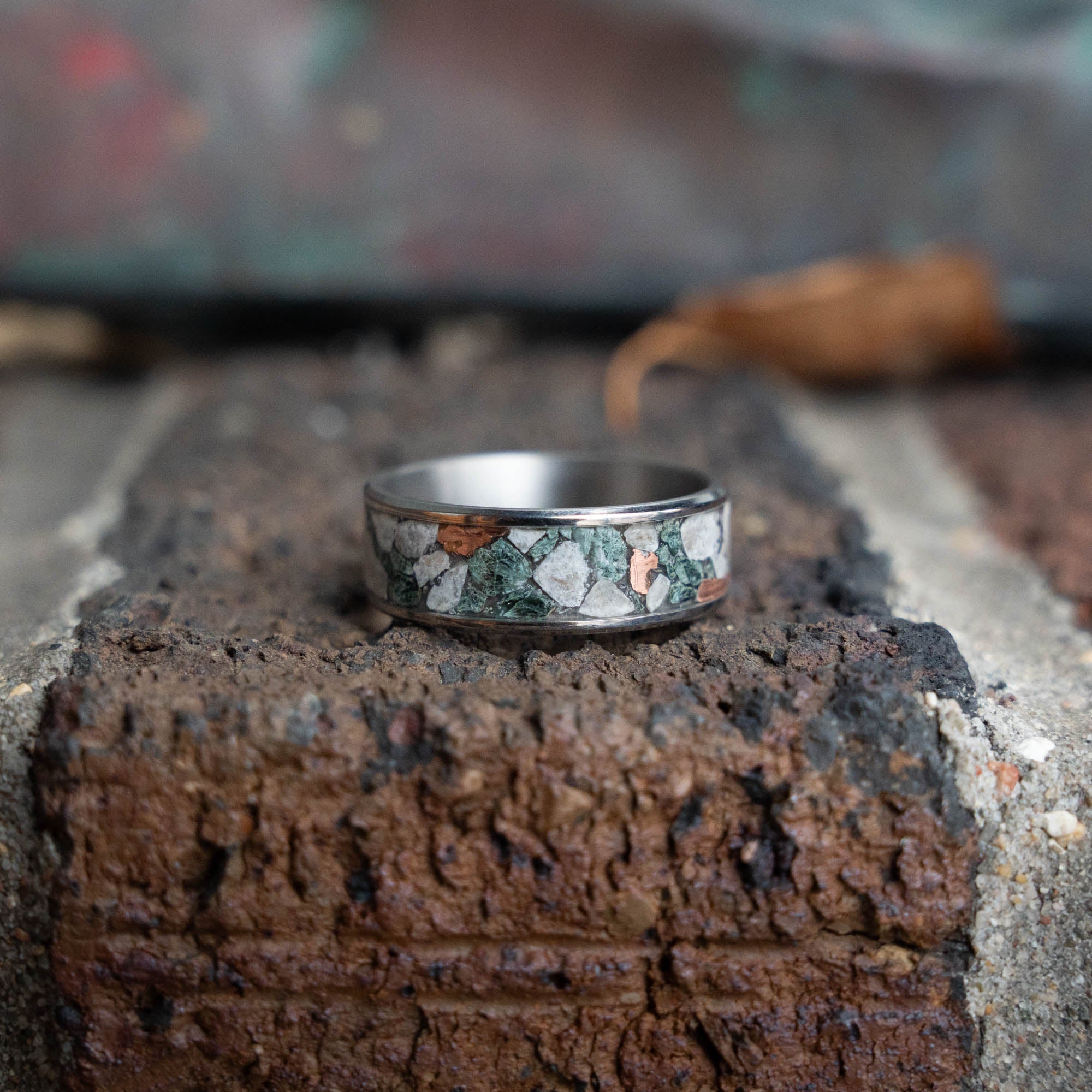 Titanium Petoskey Stone Keweenaw Copper & Isle Royale Greenstone Inlay Ring