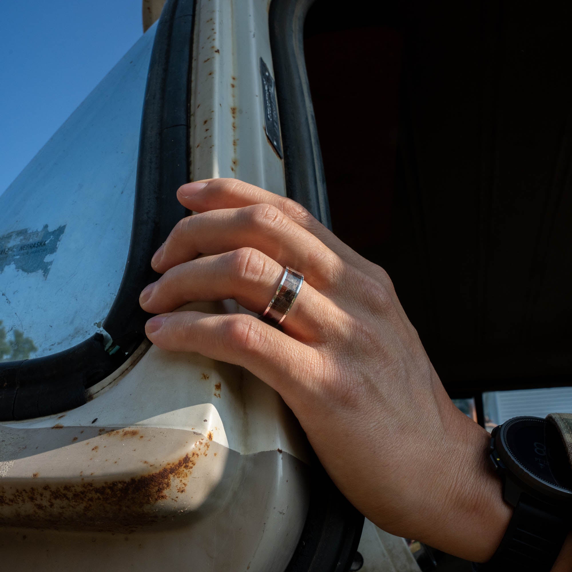 Tungsten Pheasant Feather Inlay Ring