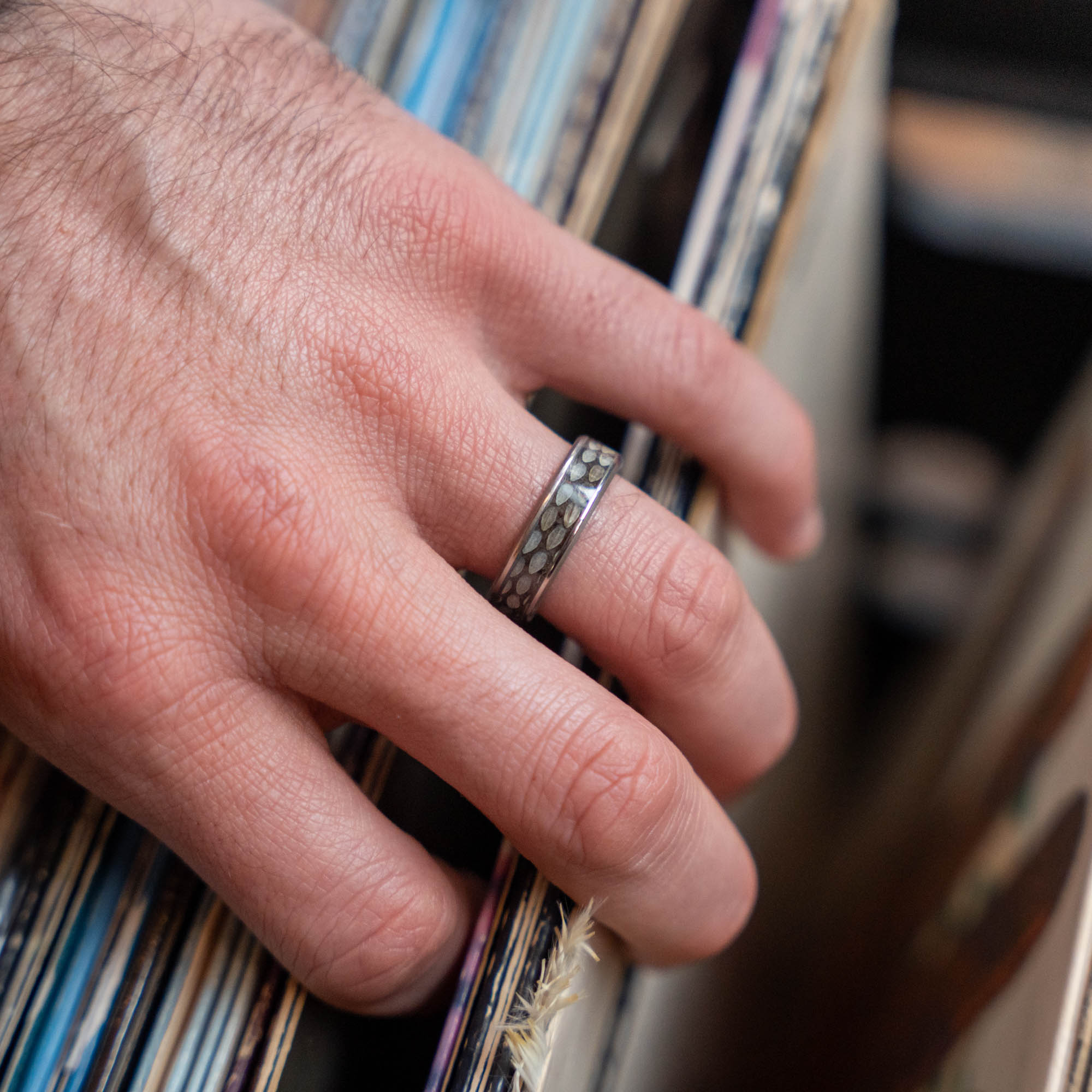 Titanium Rattlesnake Skin Inlay Ring