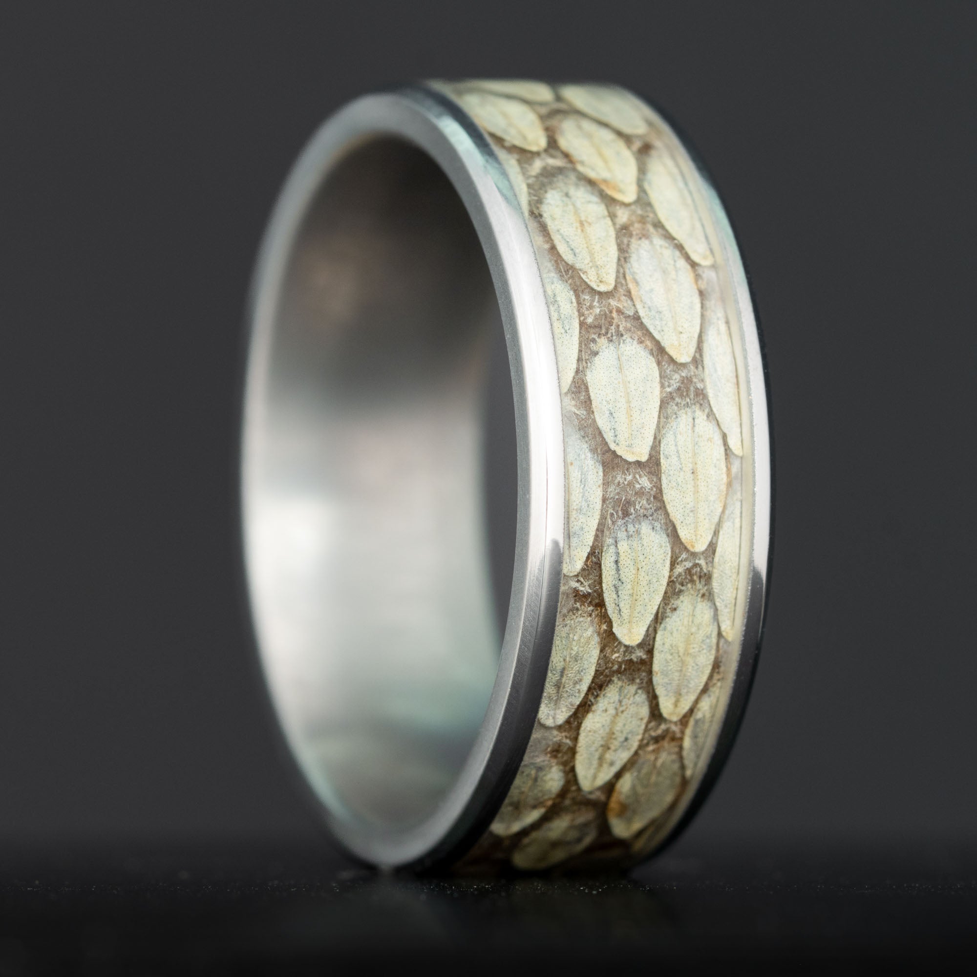 Titanium Rattlesnake Skin Inlay Ring