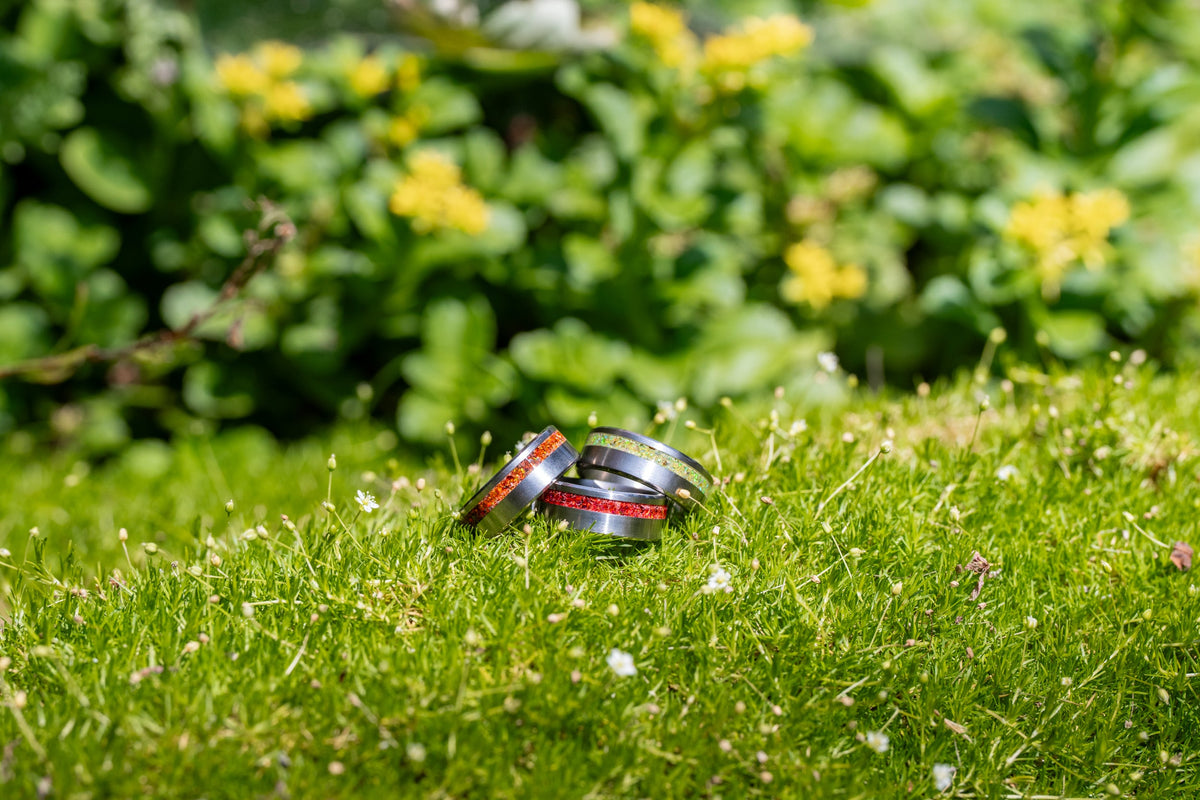 Titanium Opal Offset Rings | Honest Hands Ring Co