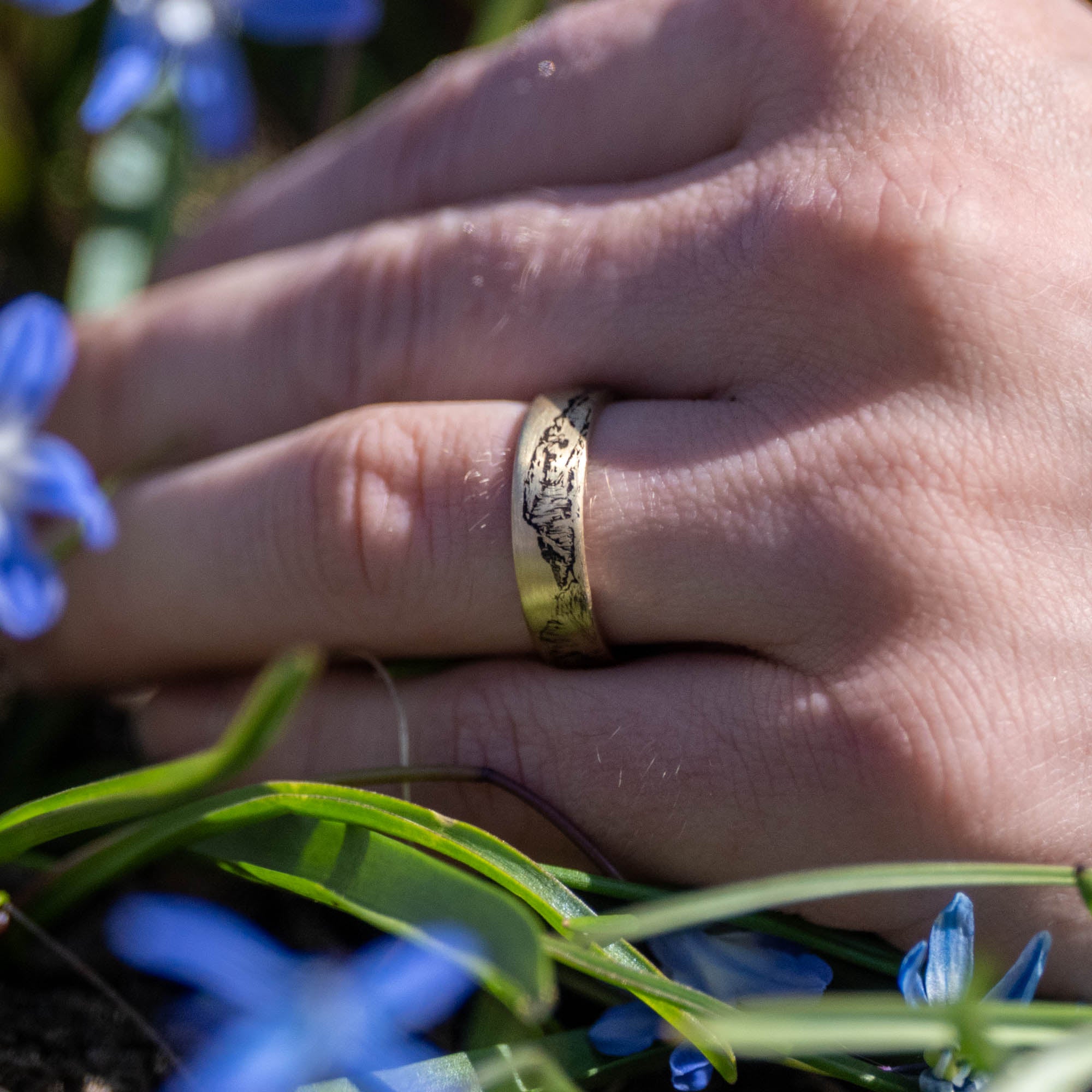 Brushed Gold Engraved Colorado 14er Ring | Honest Hands Ring Co