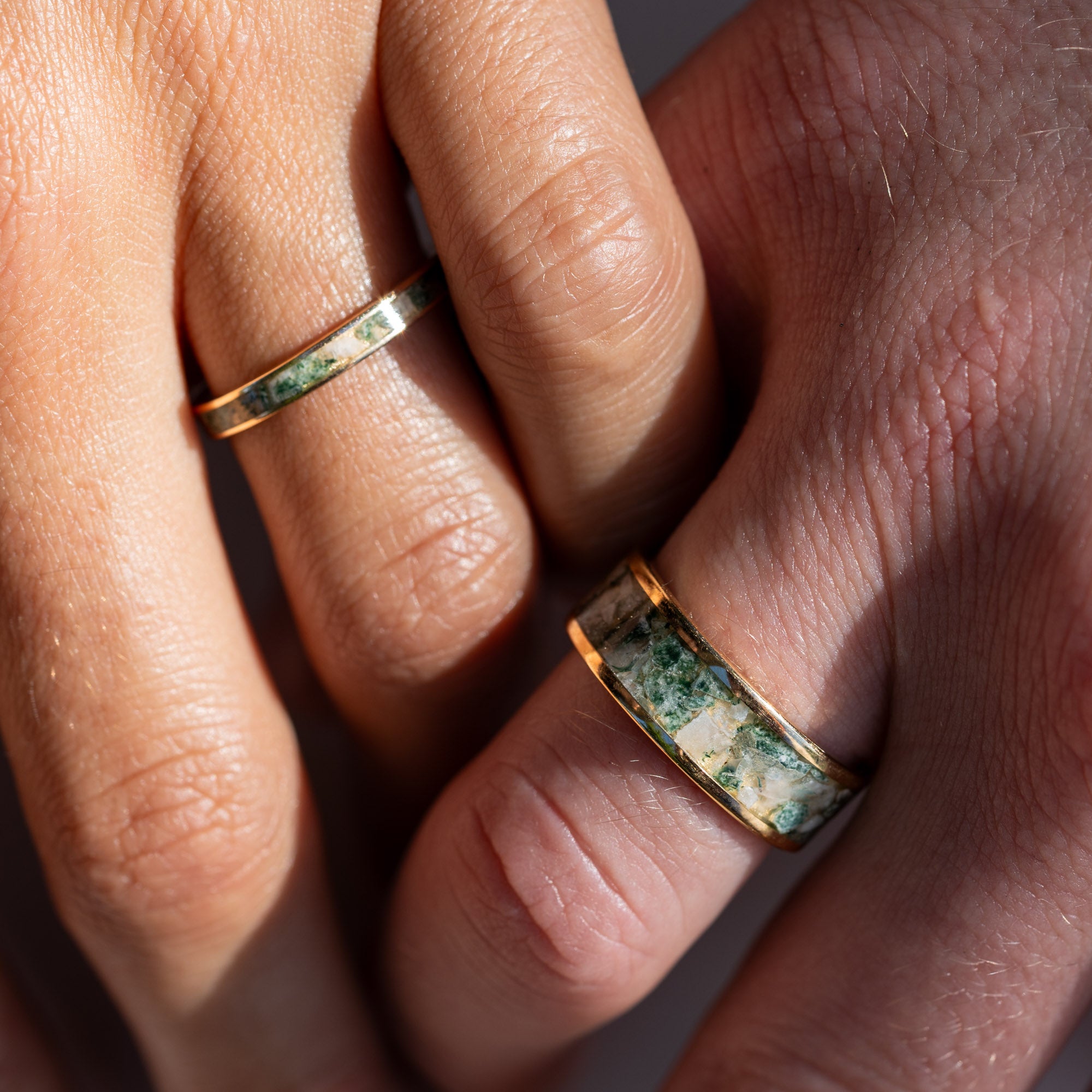 Gold Moss Agate Inlay Ring