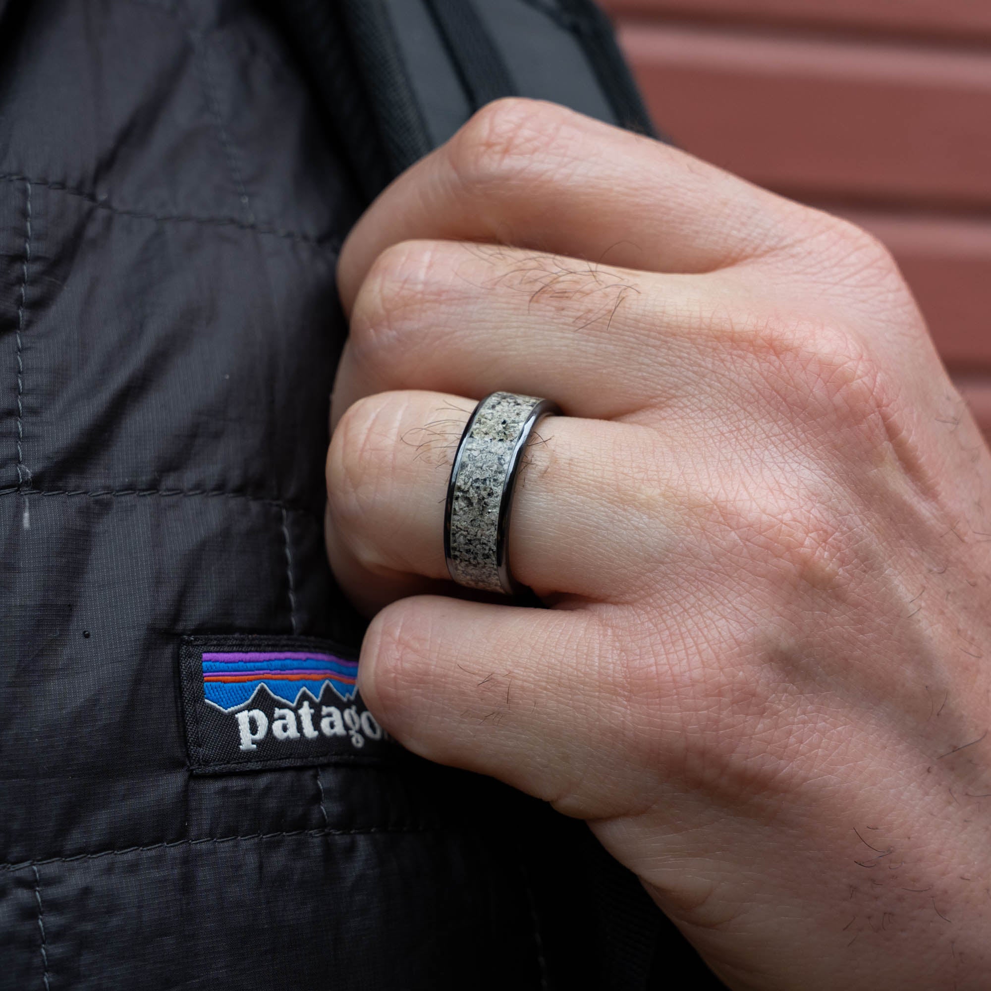 Black Titanium Yooper Glow Stone Inlay Ring
