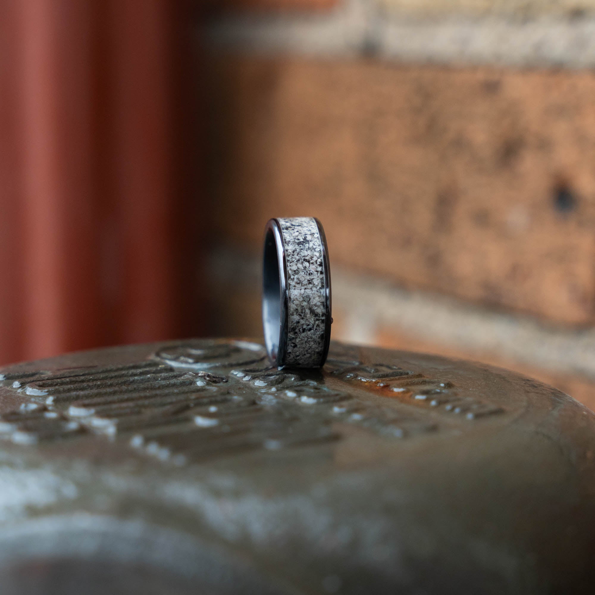 Black Titanium Yooper Glow Stone Inlay Ring