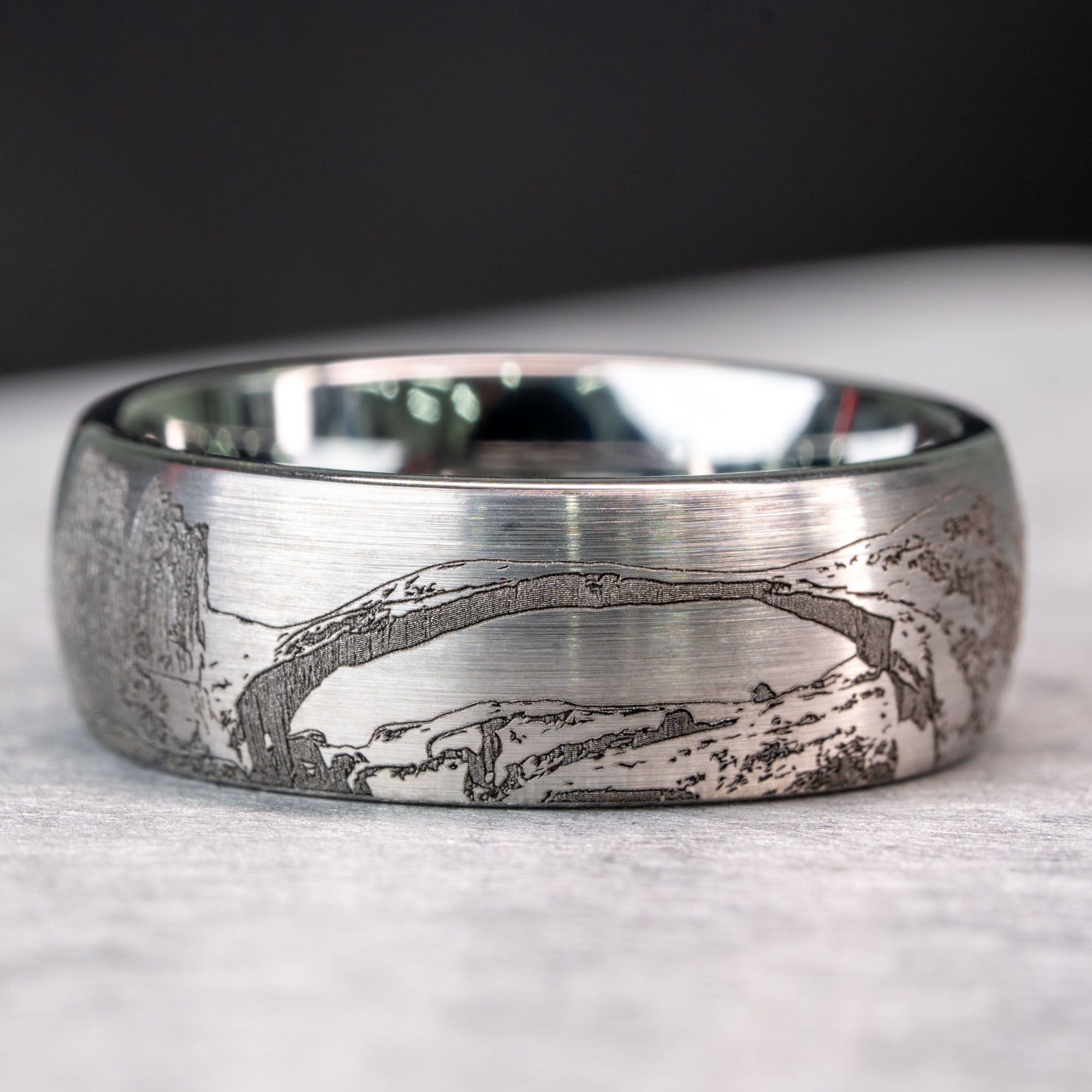 Tungsten Engraved Arches National Park Ring | Honest Hands Ring Co