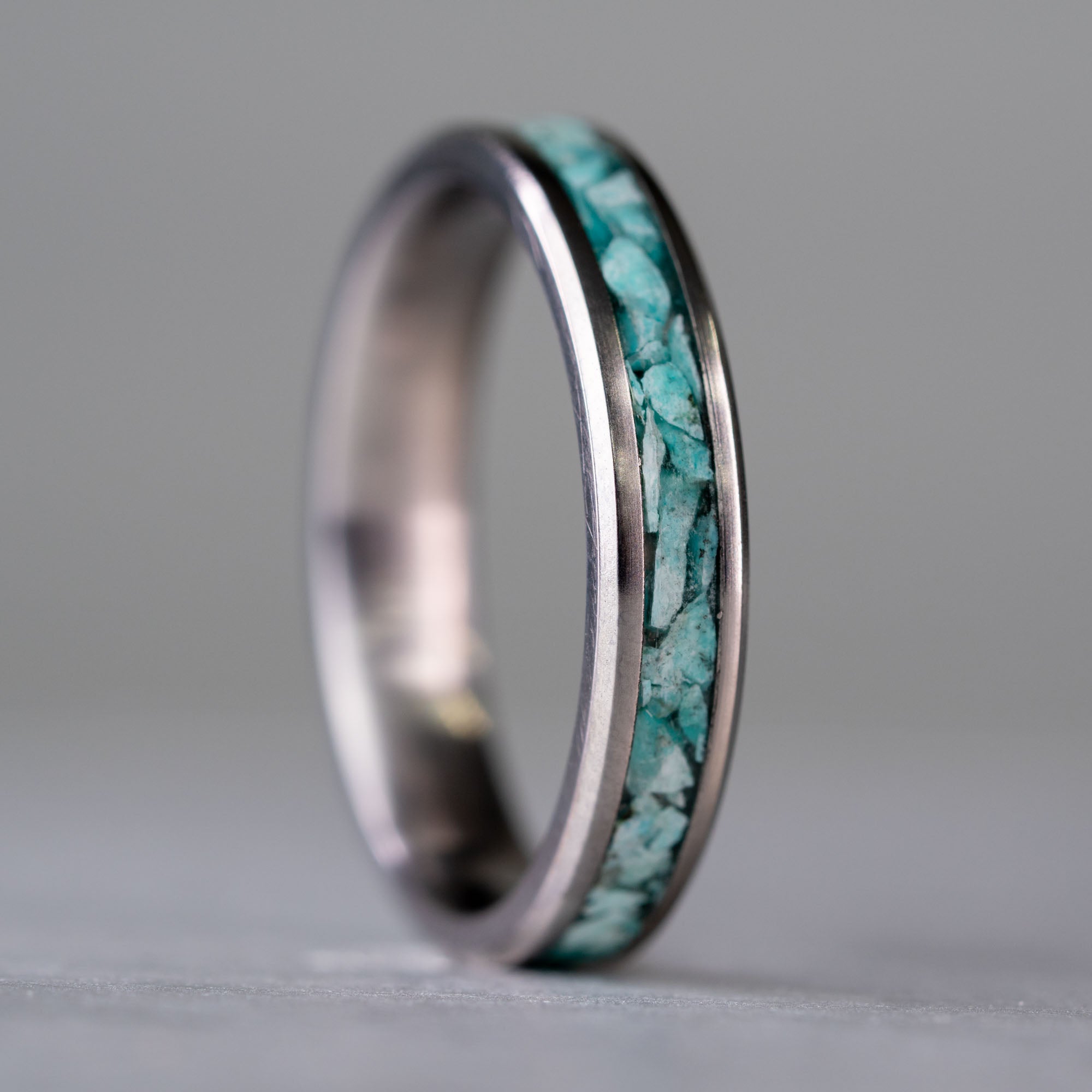 Titanium Turquoise Stone Inlay Ring
